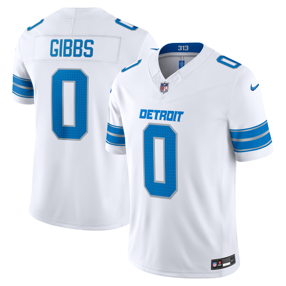 Detroit Lions White Stitched Limited Jersey for Women – Jahmyr Gibbs