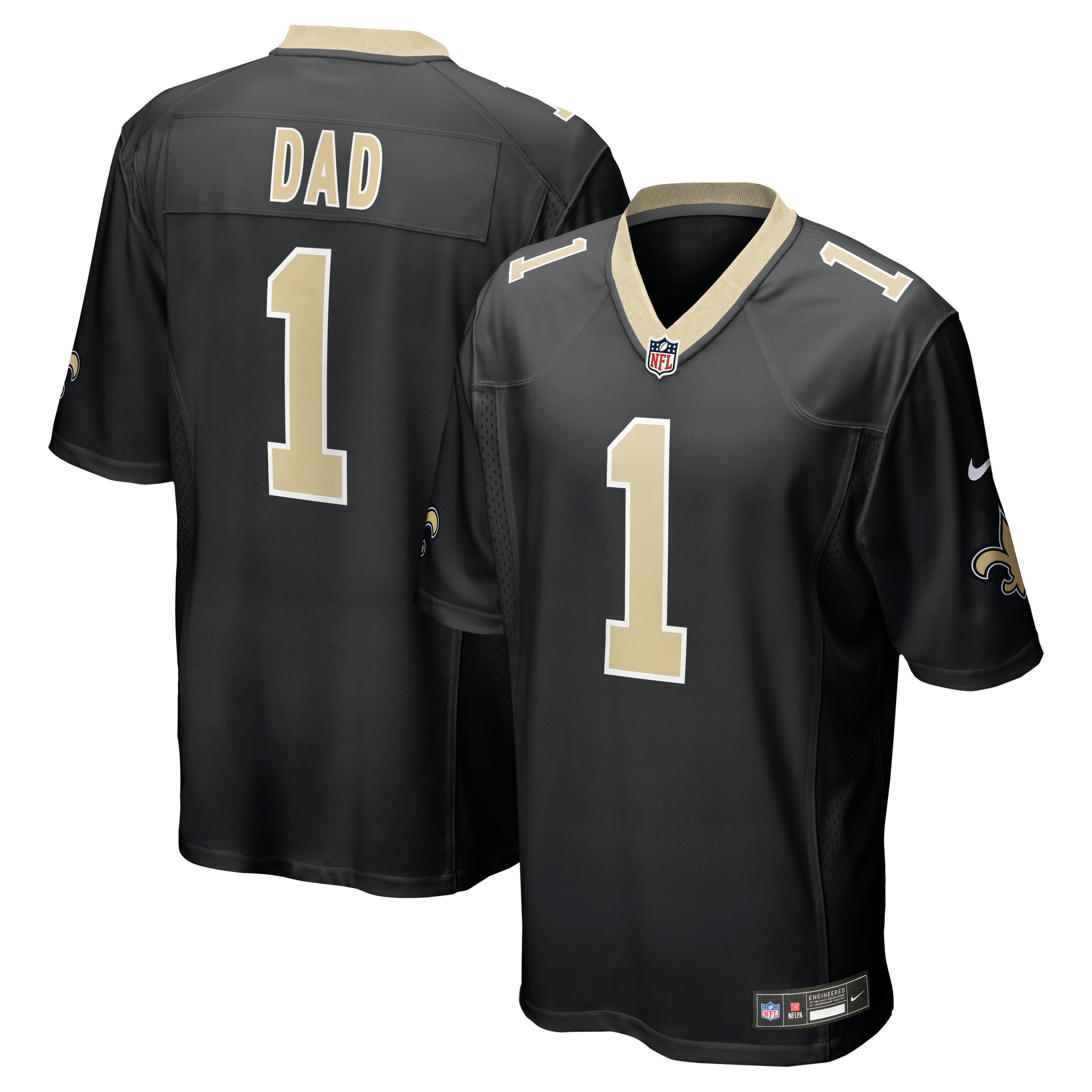 New Orleans Saints Black Number Dad Game Jersey for Women