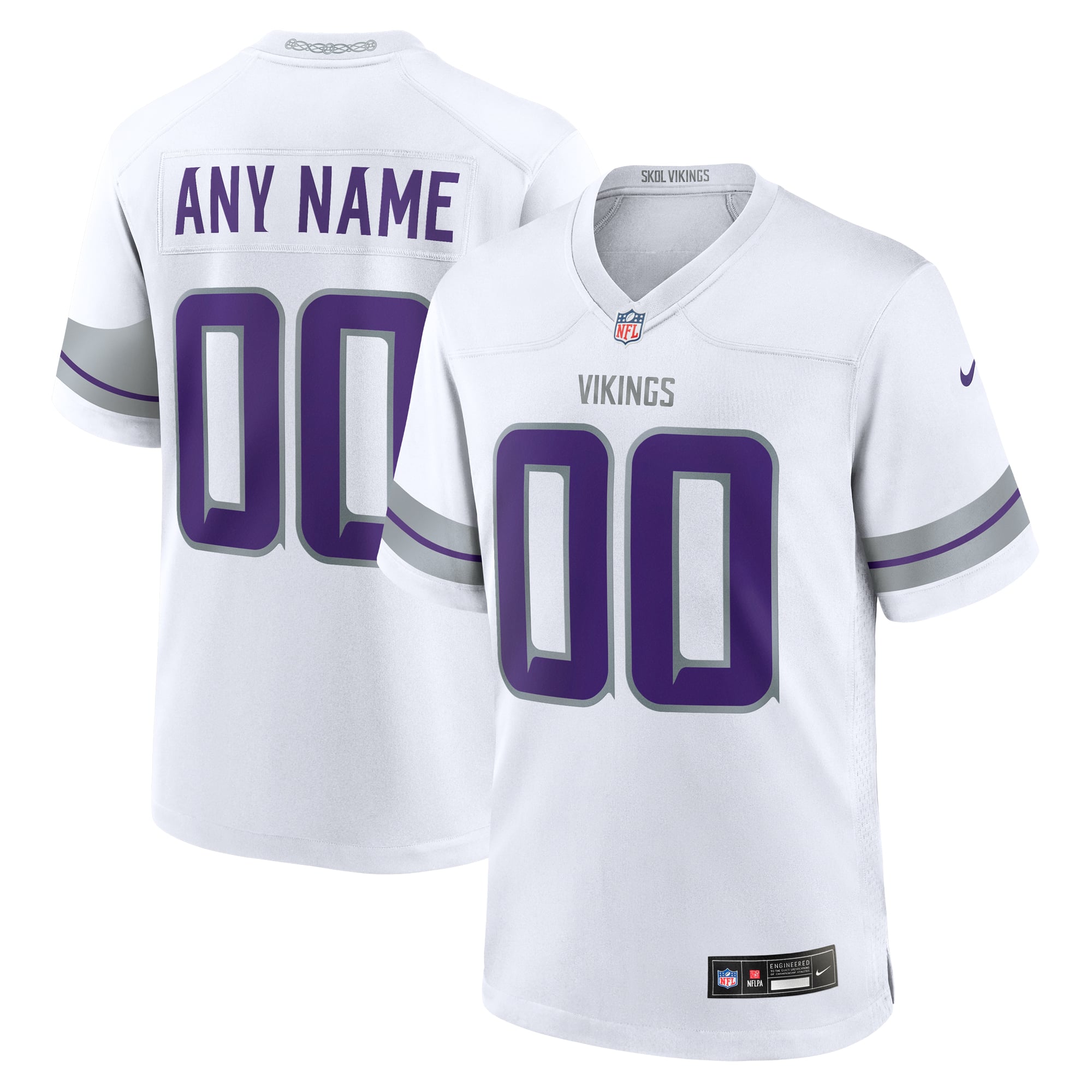 Minnesota Vikings White Custom Game Alternate Jersey for Men