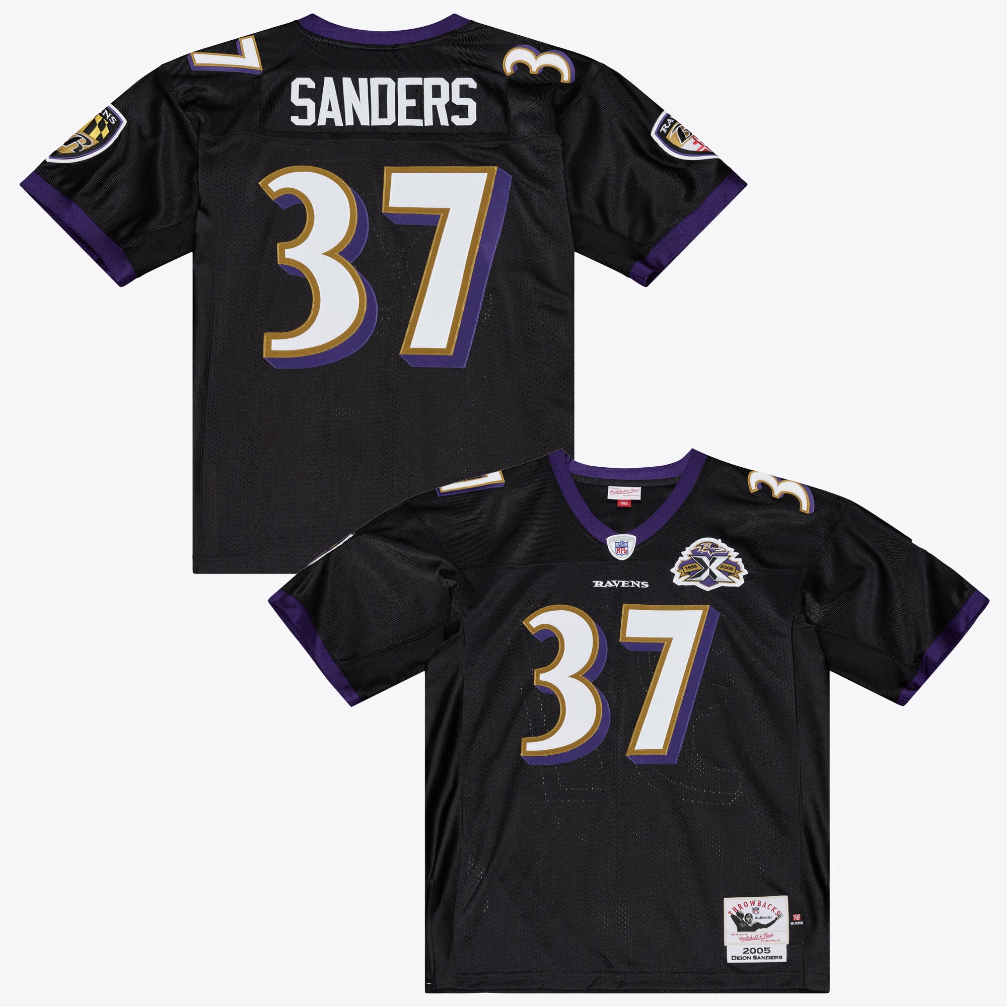 Baltimore Ravens 2005 Black Throwback Jersey for Men – Deion Sanders