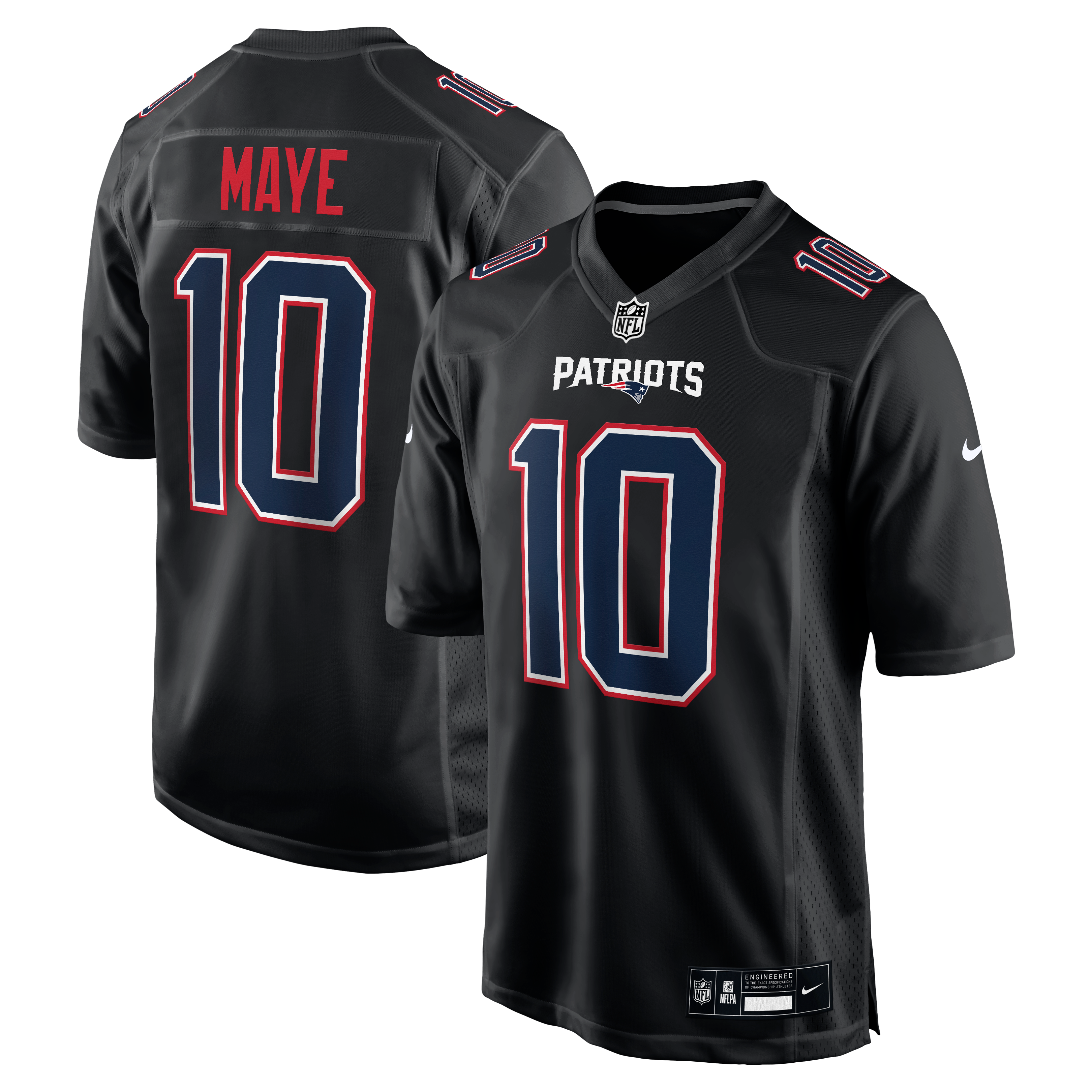 New England Patriots Black Game Jersey for Men – Drake Maye Carbon