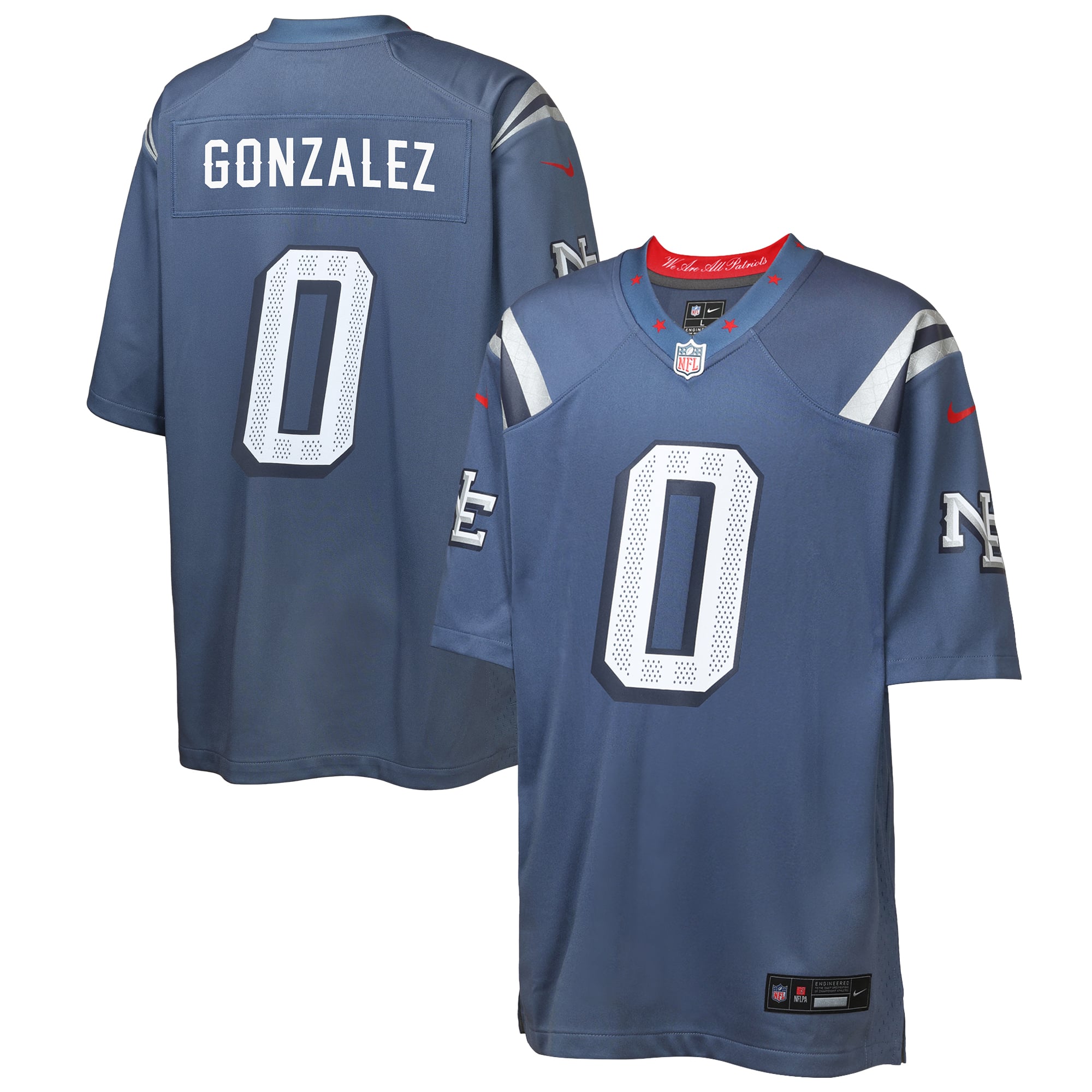 New England Patriots Blue Rivalries Game Jersey for Men – Christian Gonzalez