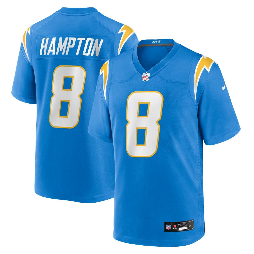 Los Angeles Chargers Powder Game Jersey for Men – Omarion Hampton