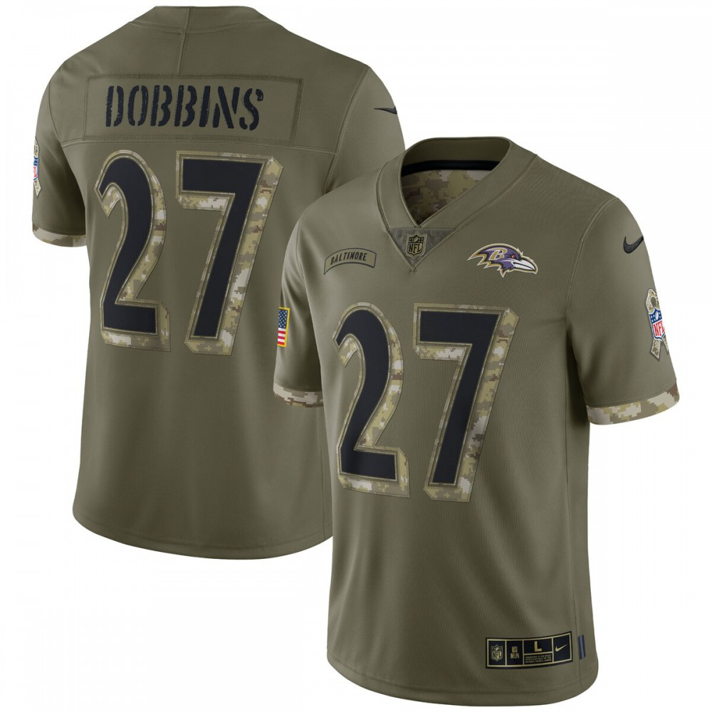 Baltimore Ravens 2022 Olive Service Salute Limited Jersey for Men – J.K. Dobbins