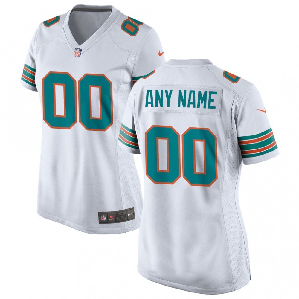 Miami Dolphins White Custom Game Alternate Jersey for Men