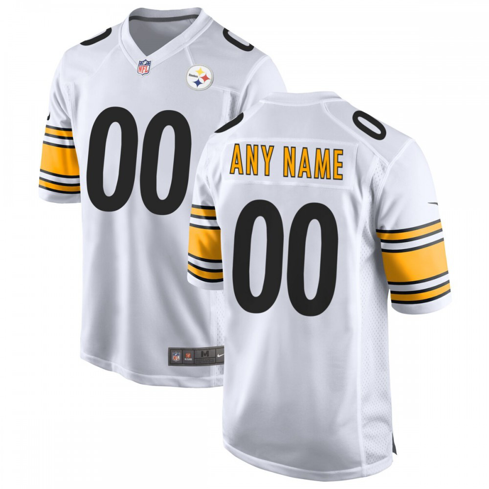 Pittsburgh Steelers White Custom Game Away Jersey for Kids