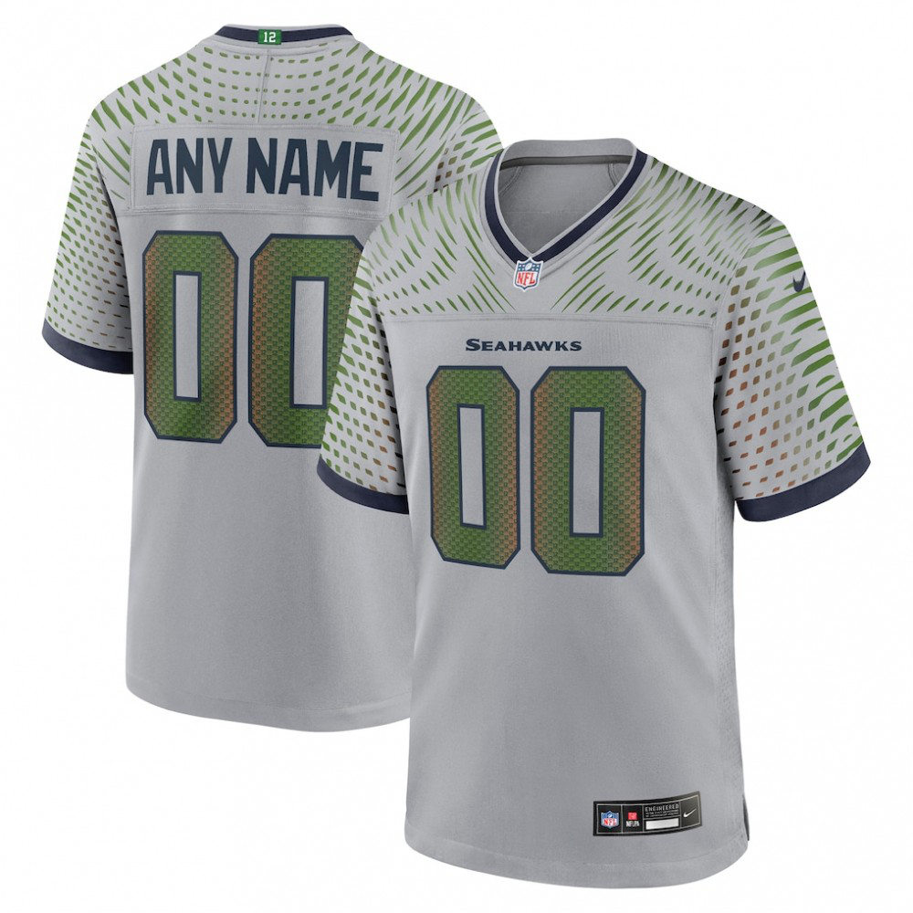 Seattle Seahawks 2025 Gray Custom Wolf Rivalries Game Jersey for Men