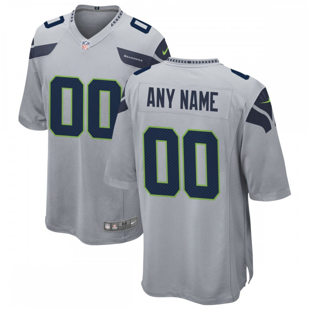 Seattle Seahawks Gray Custom Game Alternate Jersey for Men
