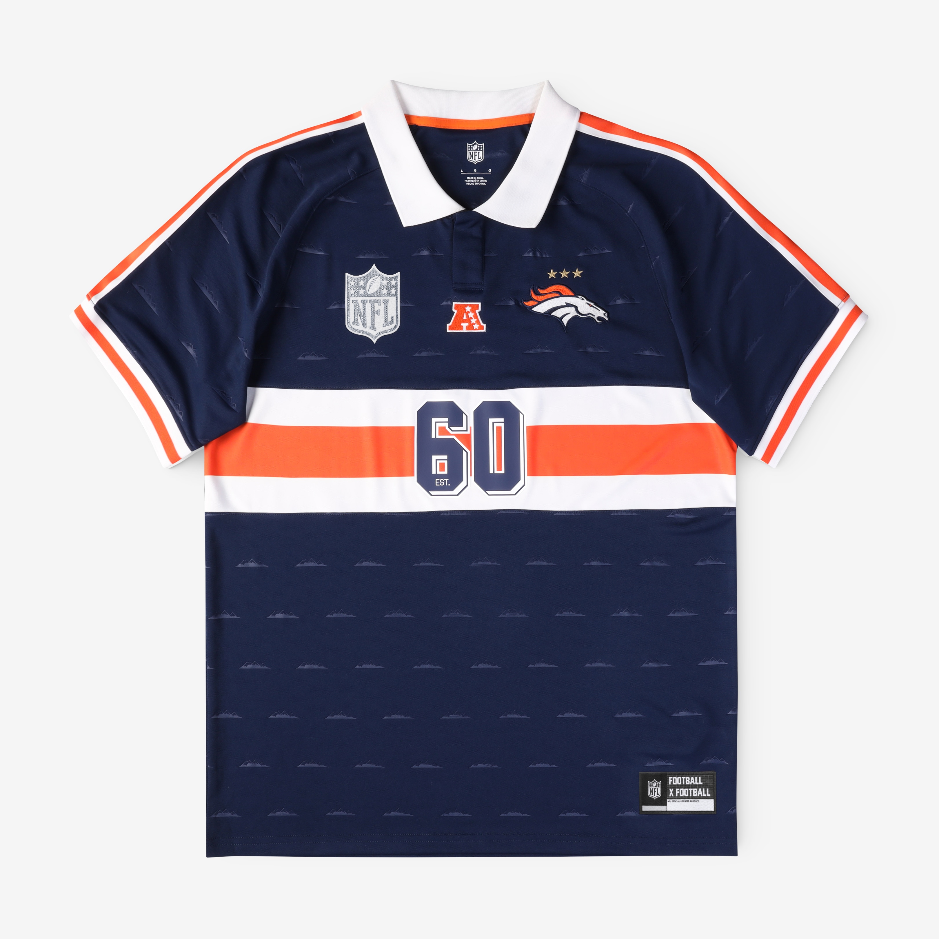Denver Broncos Navy Football Collared Fan Jersey for Women