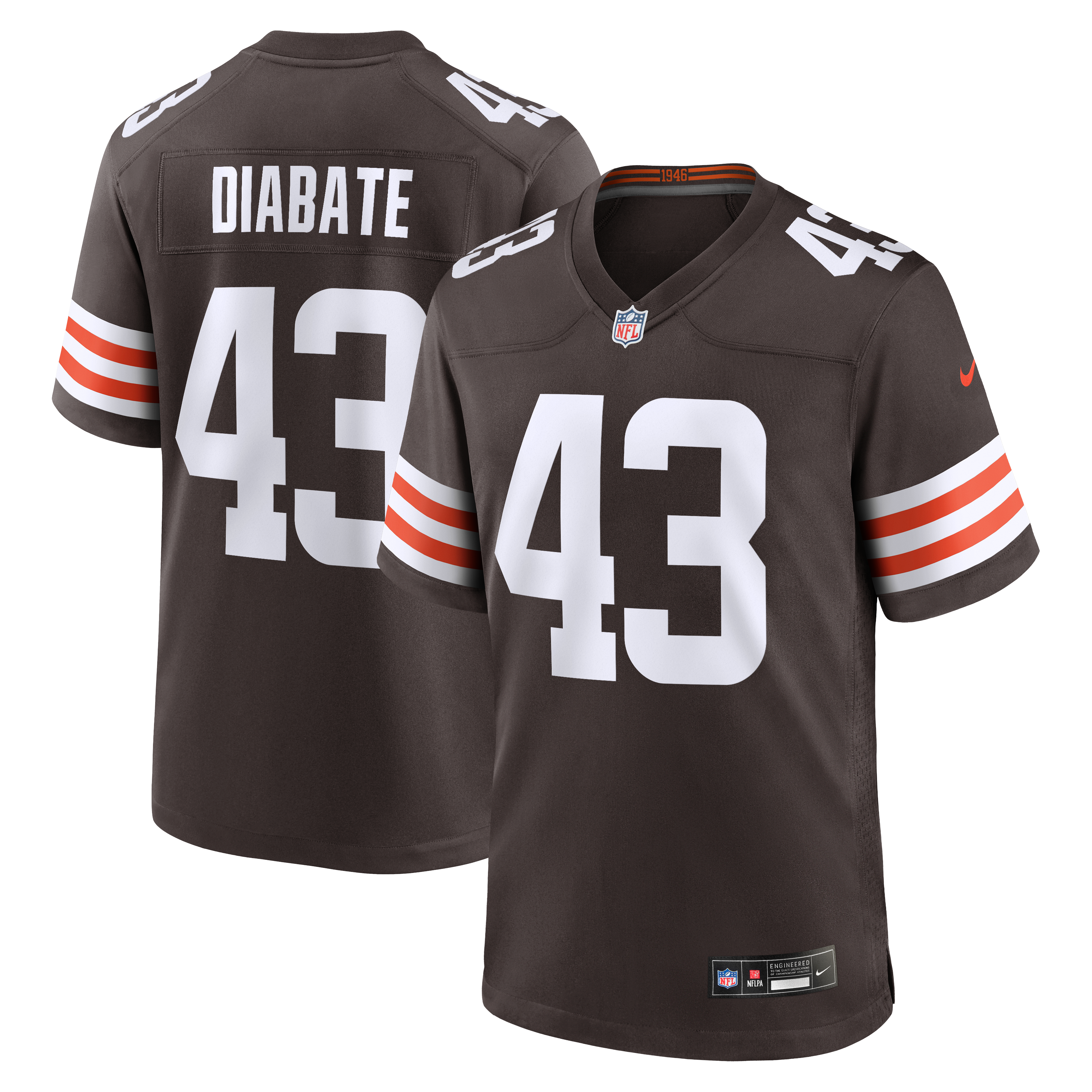 Cleveland Browns Brown Game Jersey for Men – Mohamoud Diabate