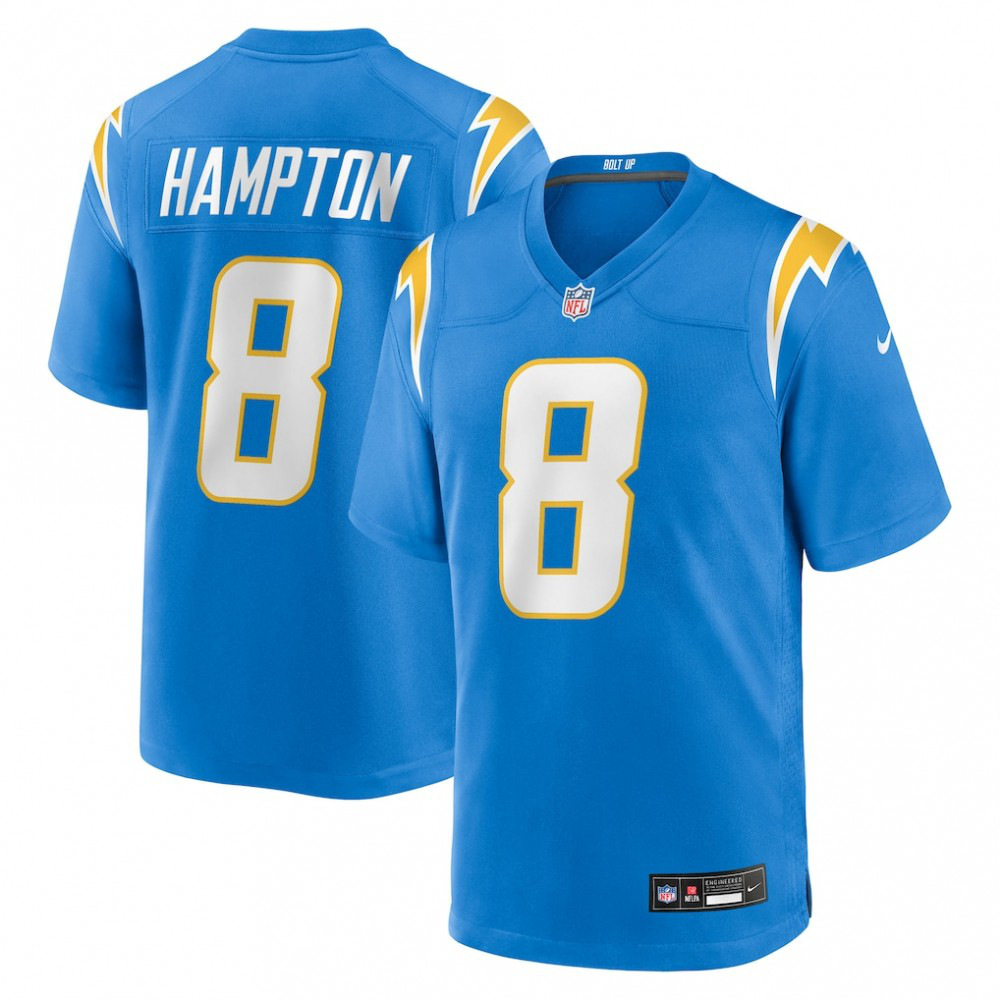 Los Angeles Chargers 2025 Powder NFL Draft First Round Pick Game Jersey for Kids – Omarion Hampton