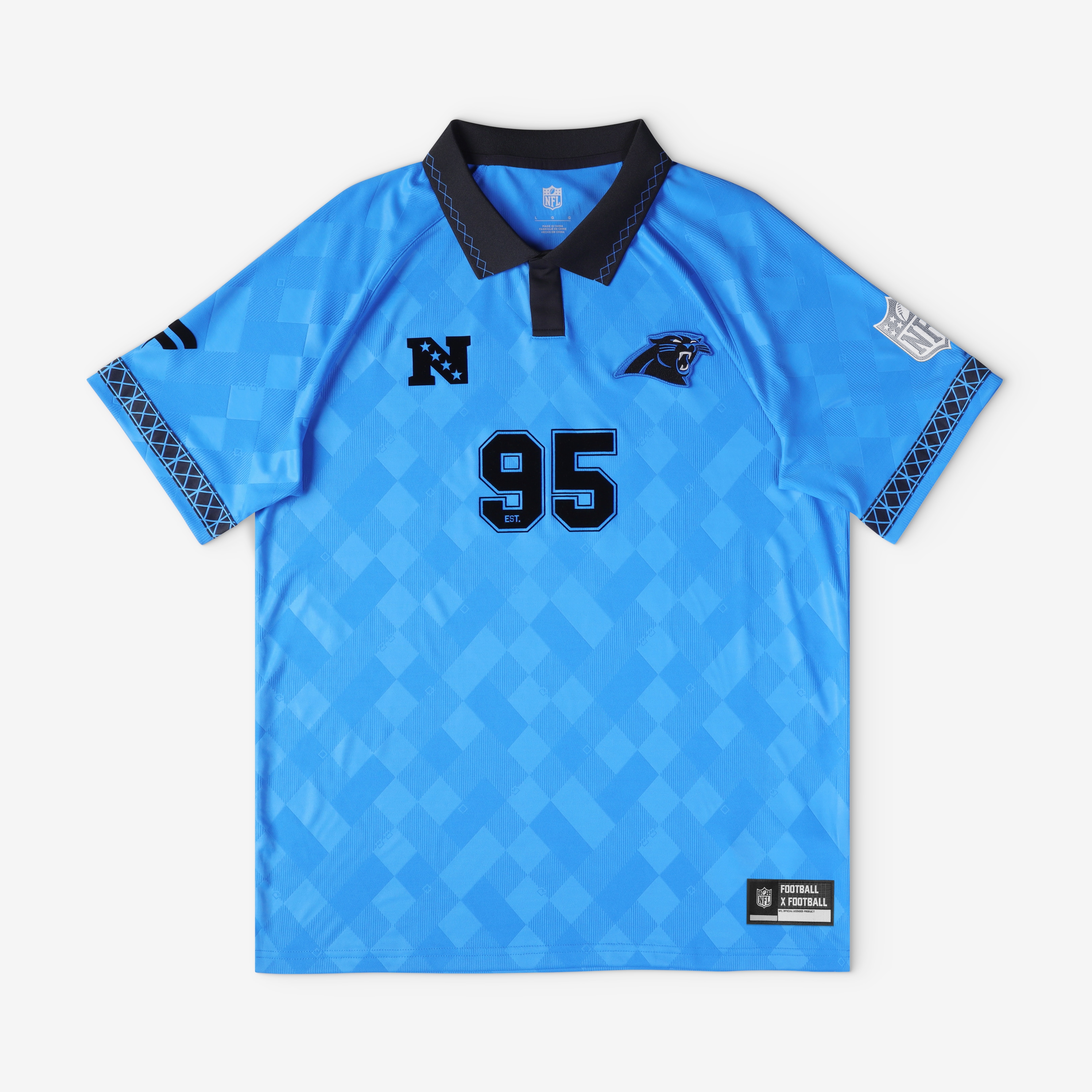 Carolina Panthers Blue Football Collared Fan Jersey for Men