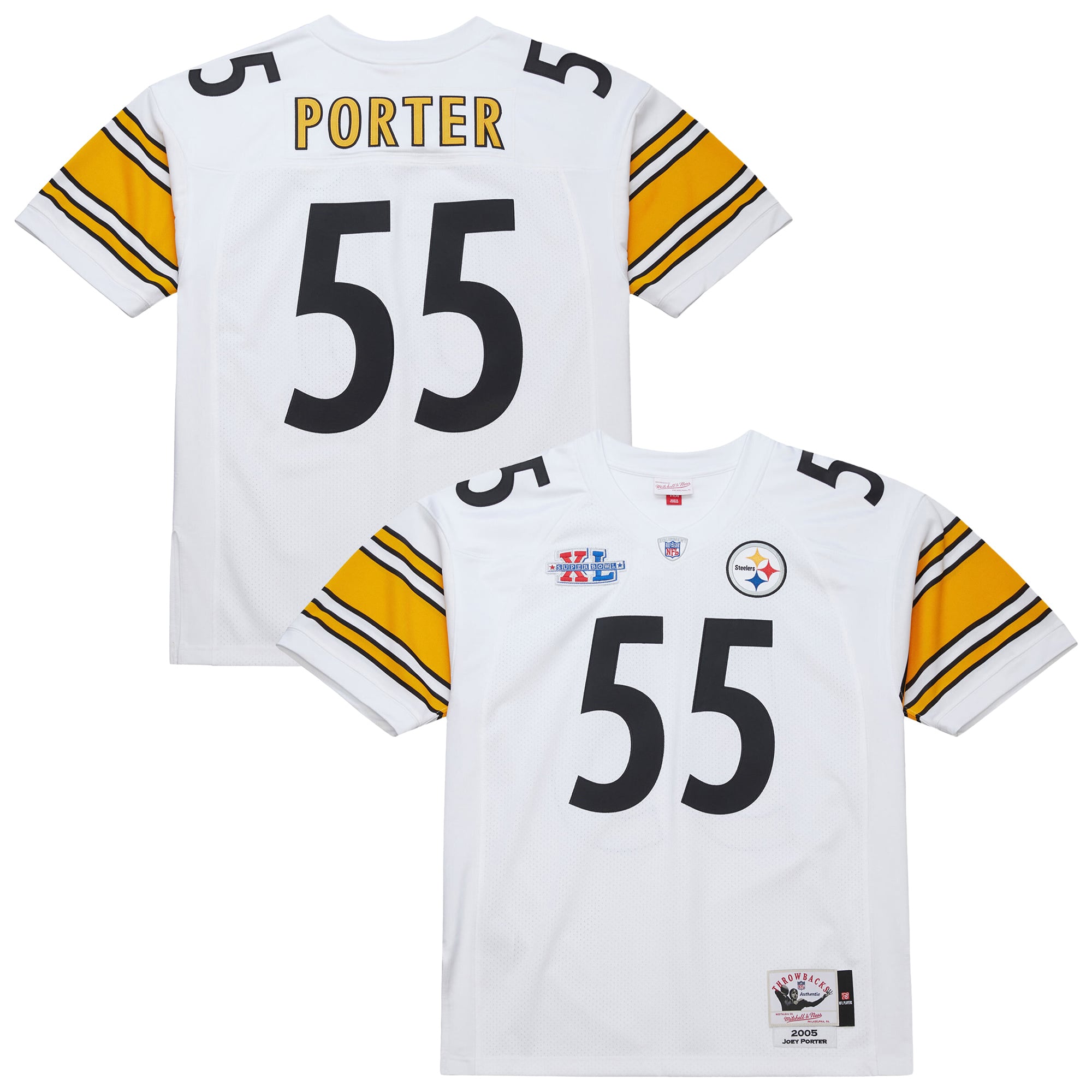 Pittsburgh Steelers 2005 White Retired Throwback Player Jersey for Men – Joey Porter