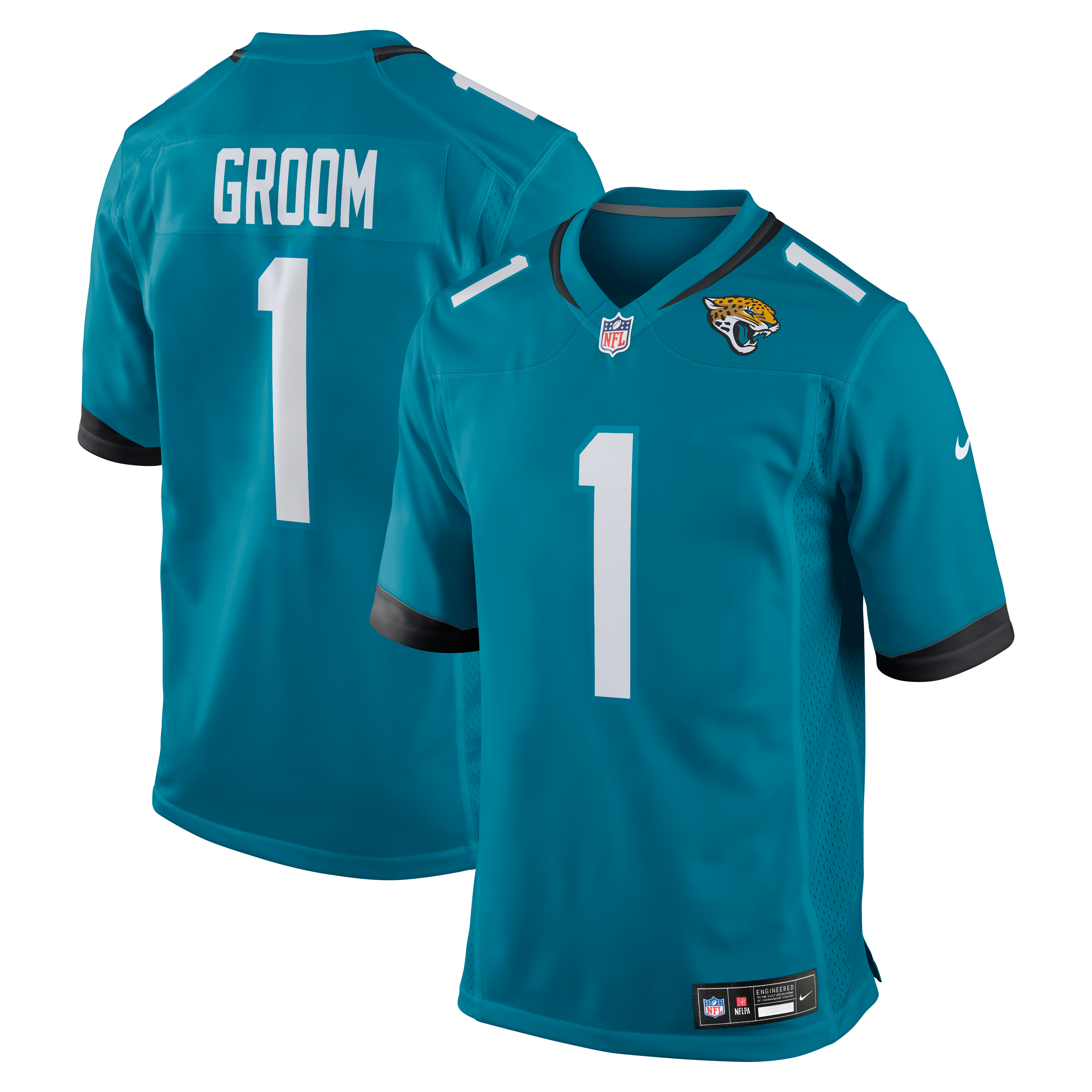 Jacksonville Jaguars Teal Number Groom Game Jersey for Women