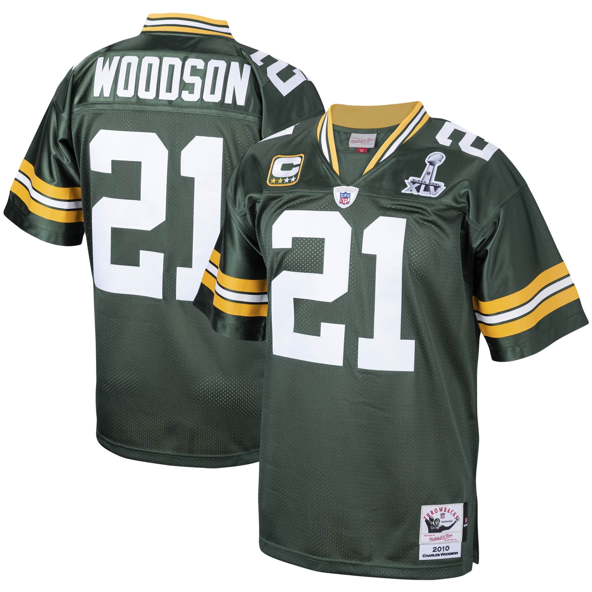 Green Bay Packers 2010 Retired Throwback Player Jersey for Men – Charles Woodson