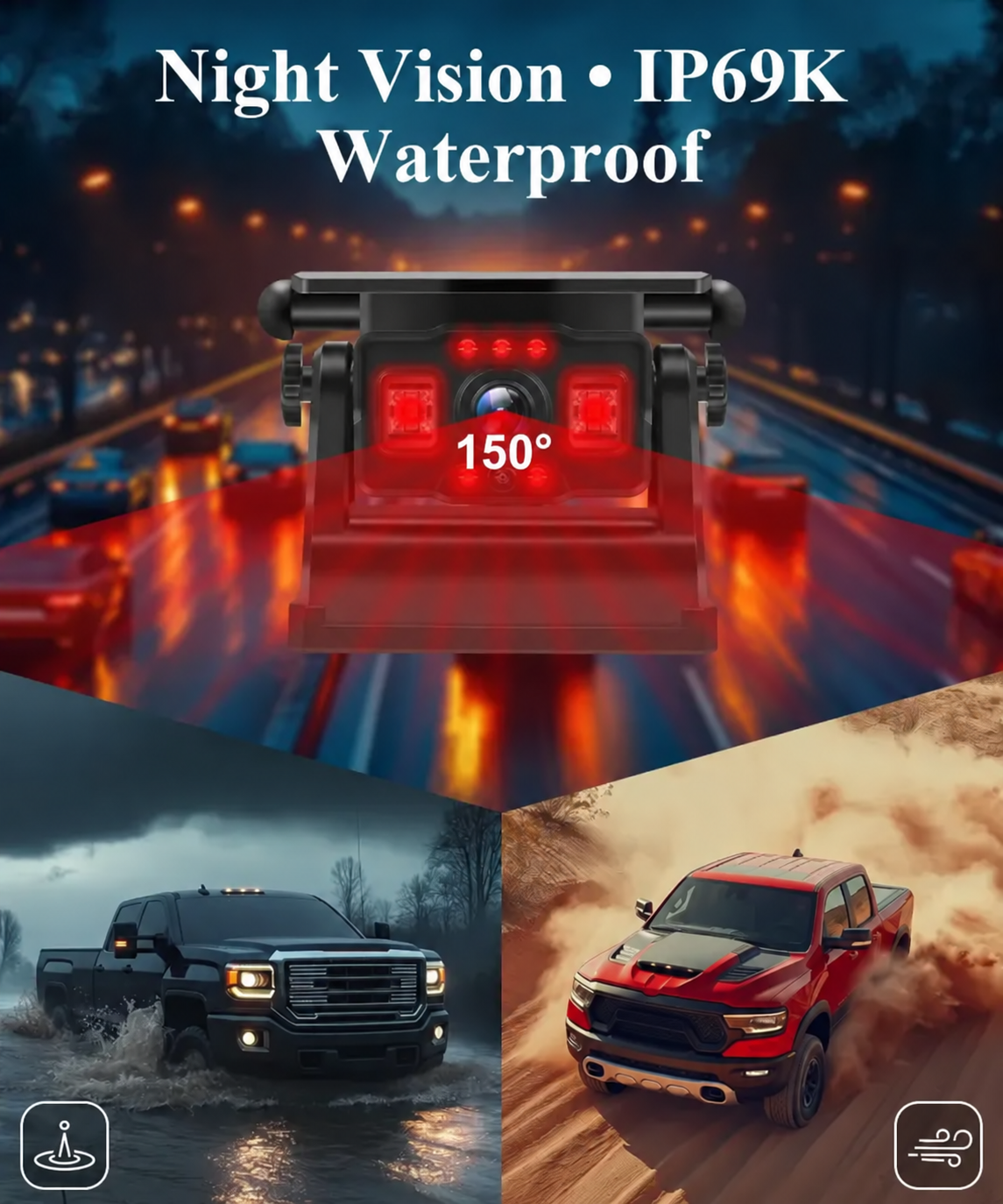 VK7Pro 2 Magnetic Solar Wireless Backup Camera