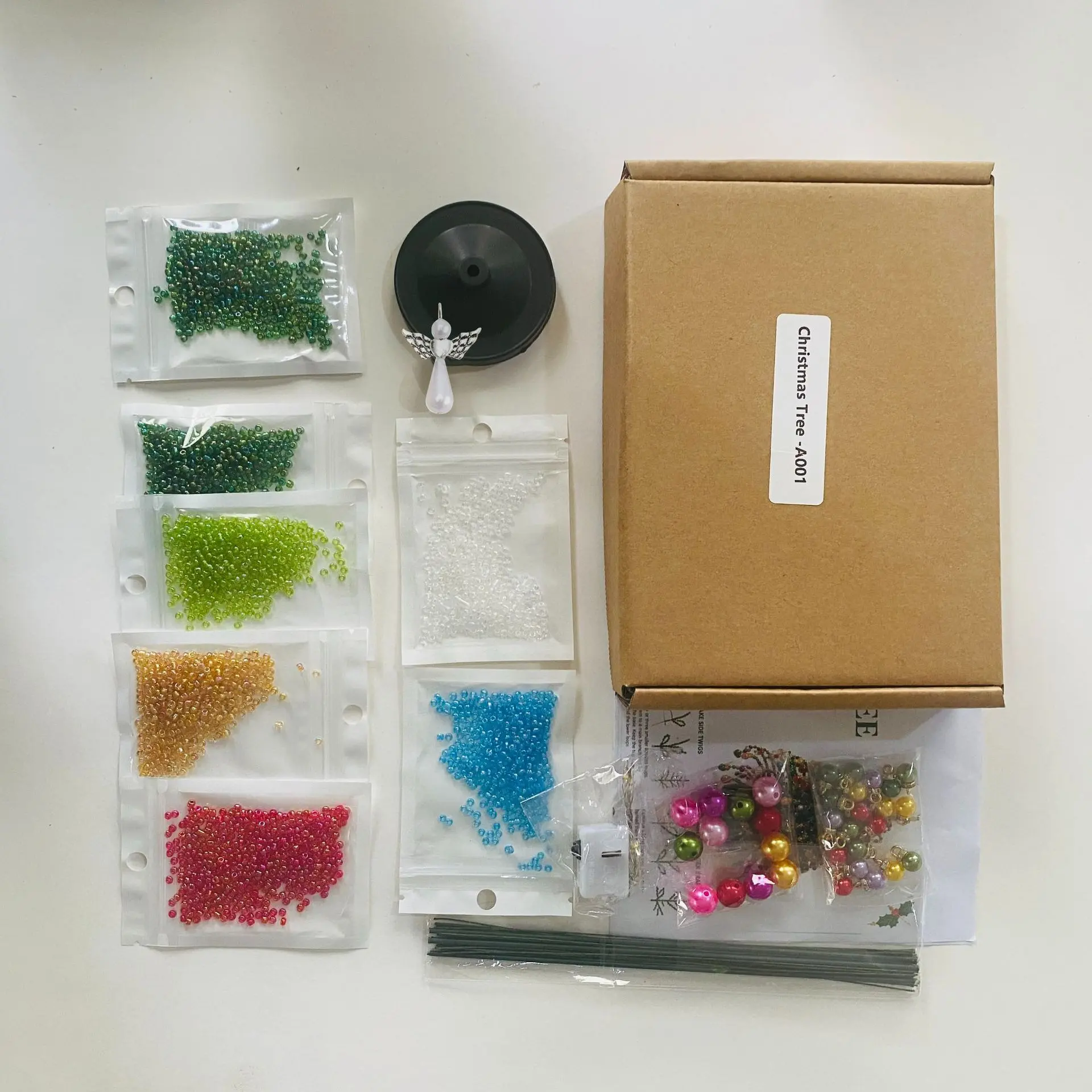 DIY Beaded Christmas Tree Kit, Hand?Made Mini Crystal Bead Xmas Tree Craft Set