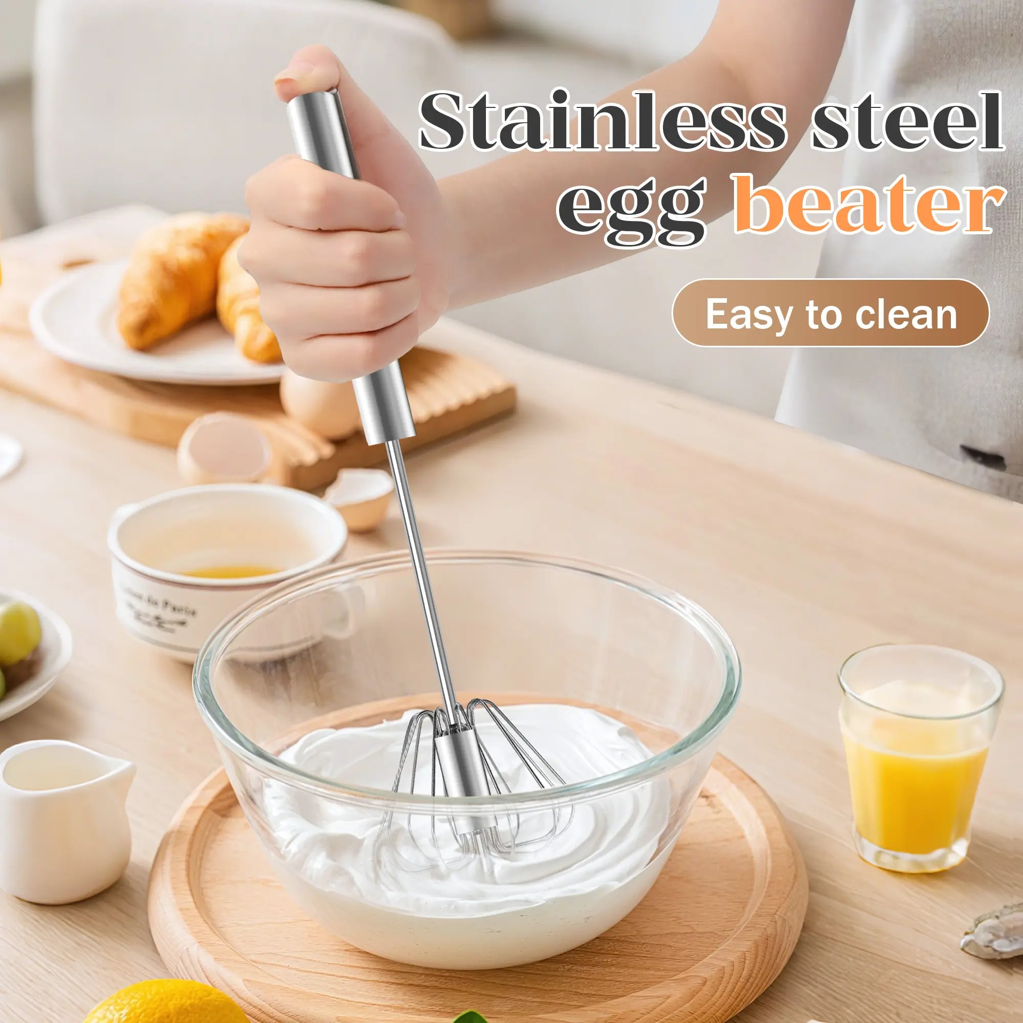 GG - Stainless Steel Semi-Automatic Hand Egg Beater