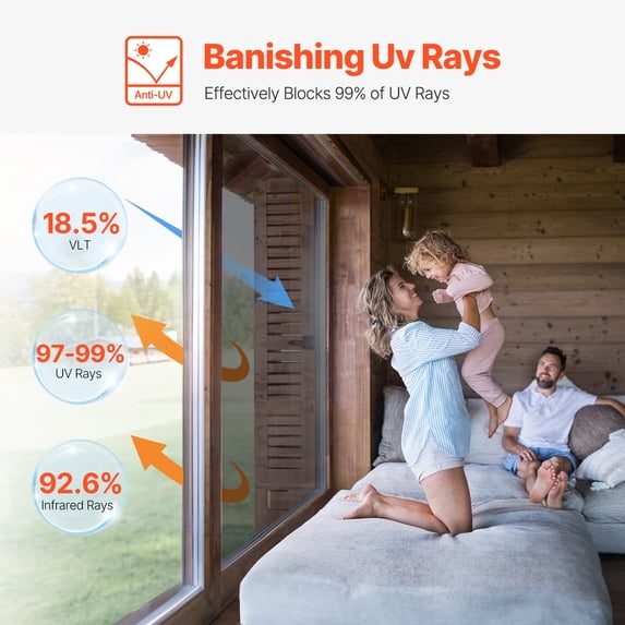 Window Privacy Film, One Way Window Tint, Privacy Mirror Reflective Film, Sun Blocking Heat Control Glass, Self-Adhesive, See out Not in Window Film for Home and Office, Silver