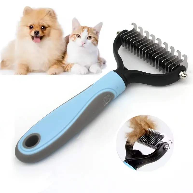 Professional Pet Deshedding Brush Dog Cat Grooming Tool Hair Fur Remover Undercoat Knot Cutter Comb Fur Removal Tool for Puppy Shedding Supplies