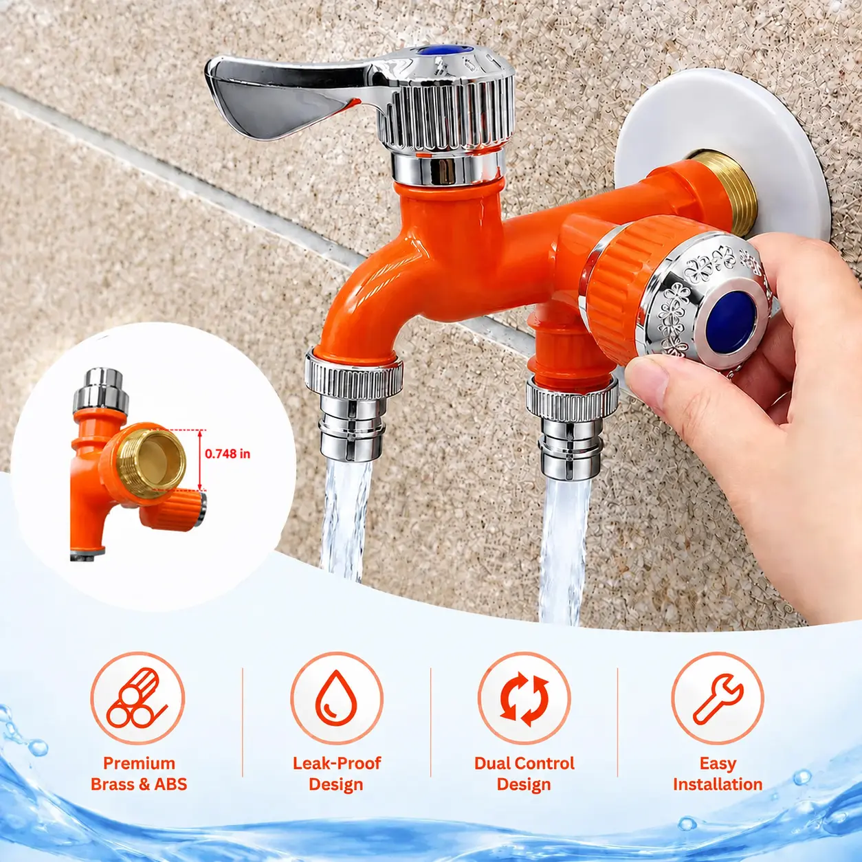 Dual Outlet Washing Machine Plastic Faucet