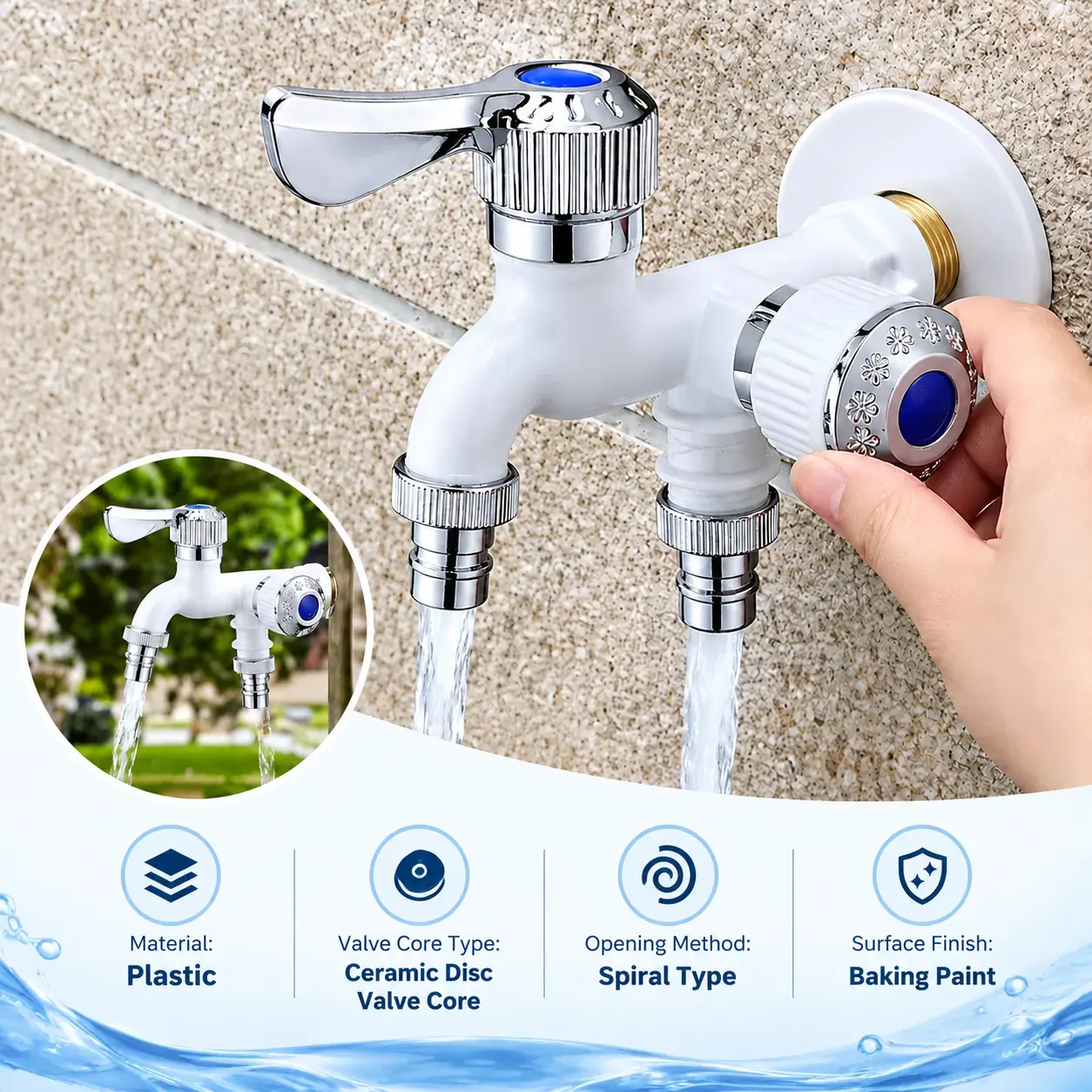 Dual Outlet Washing Machine Plastic Faucet