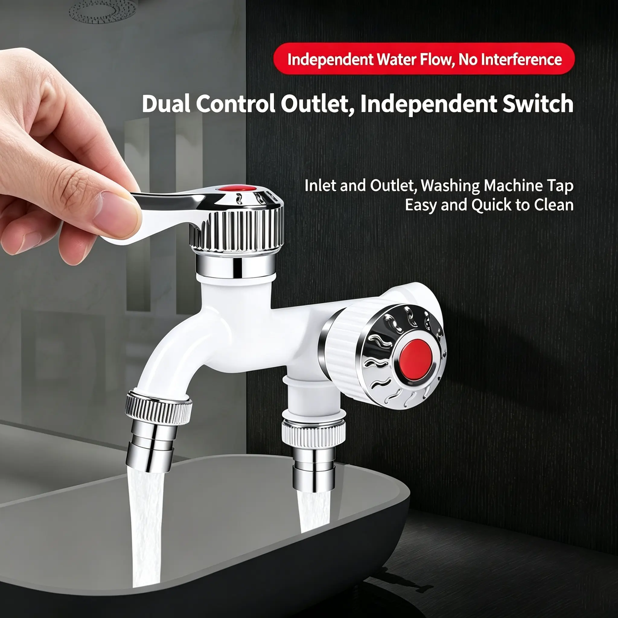 Dual Outlet Washing Machine Plastic Faucet