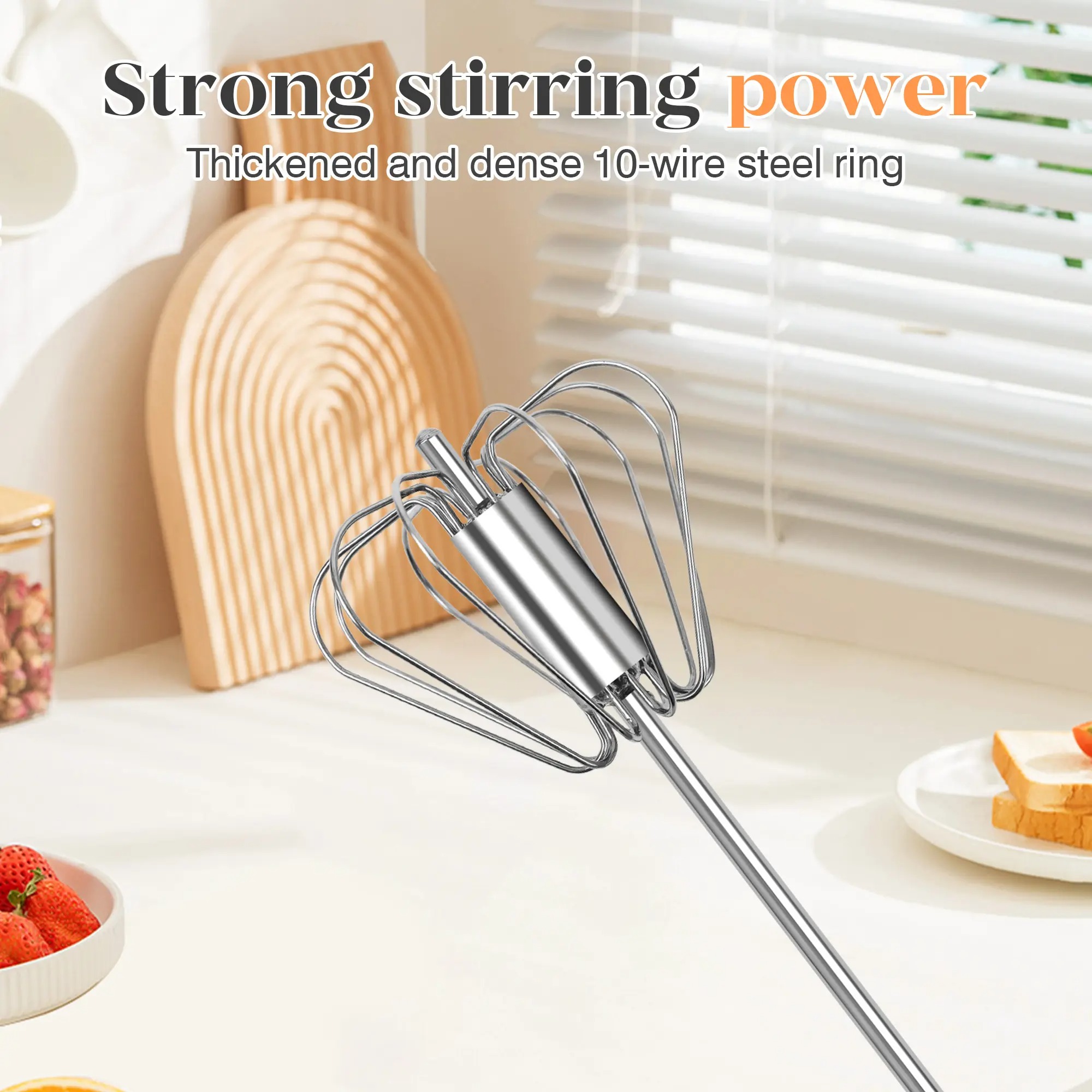 GG - Stainless Steel Semi-Automatic Hand Egg Beater