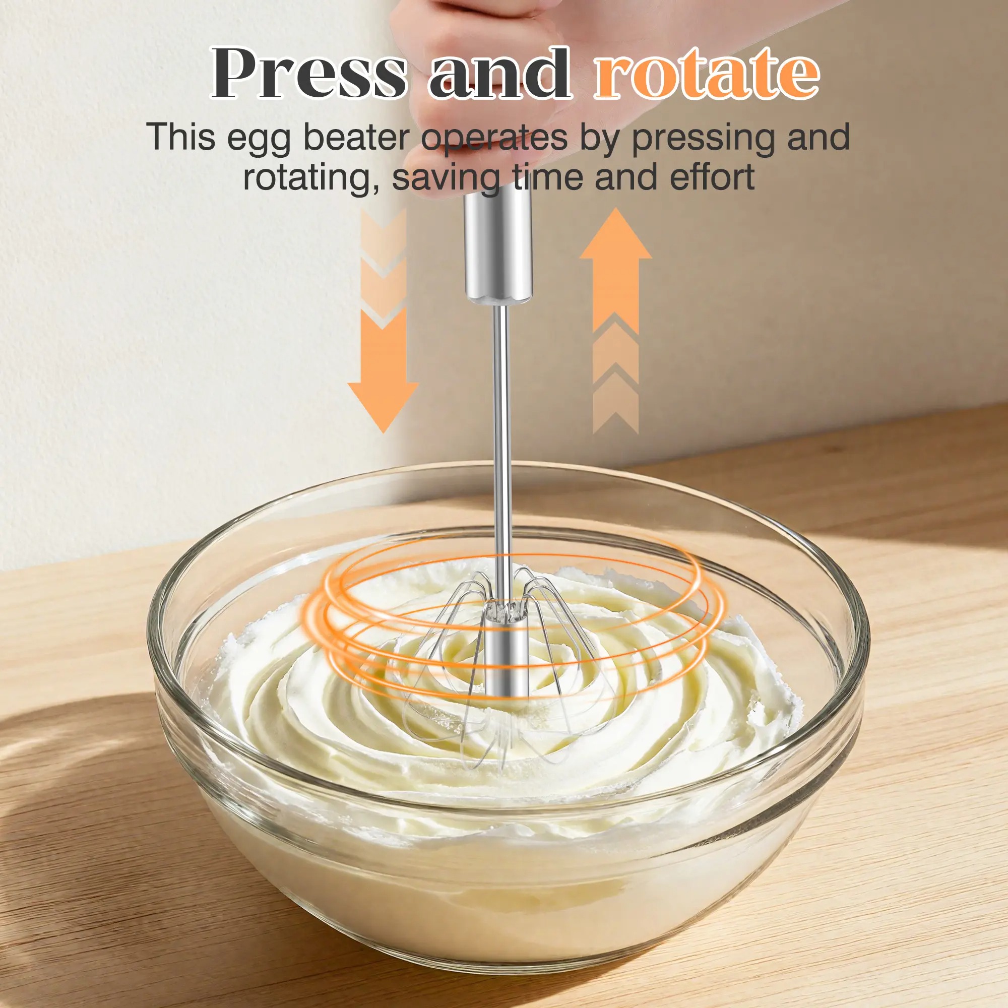 GG - Stainless Steel Semi-Automatic Hand Egg Beater