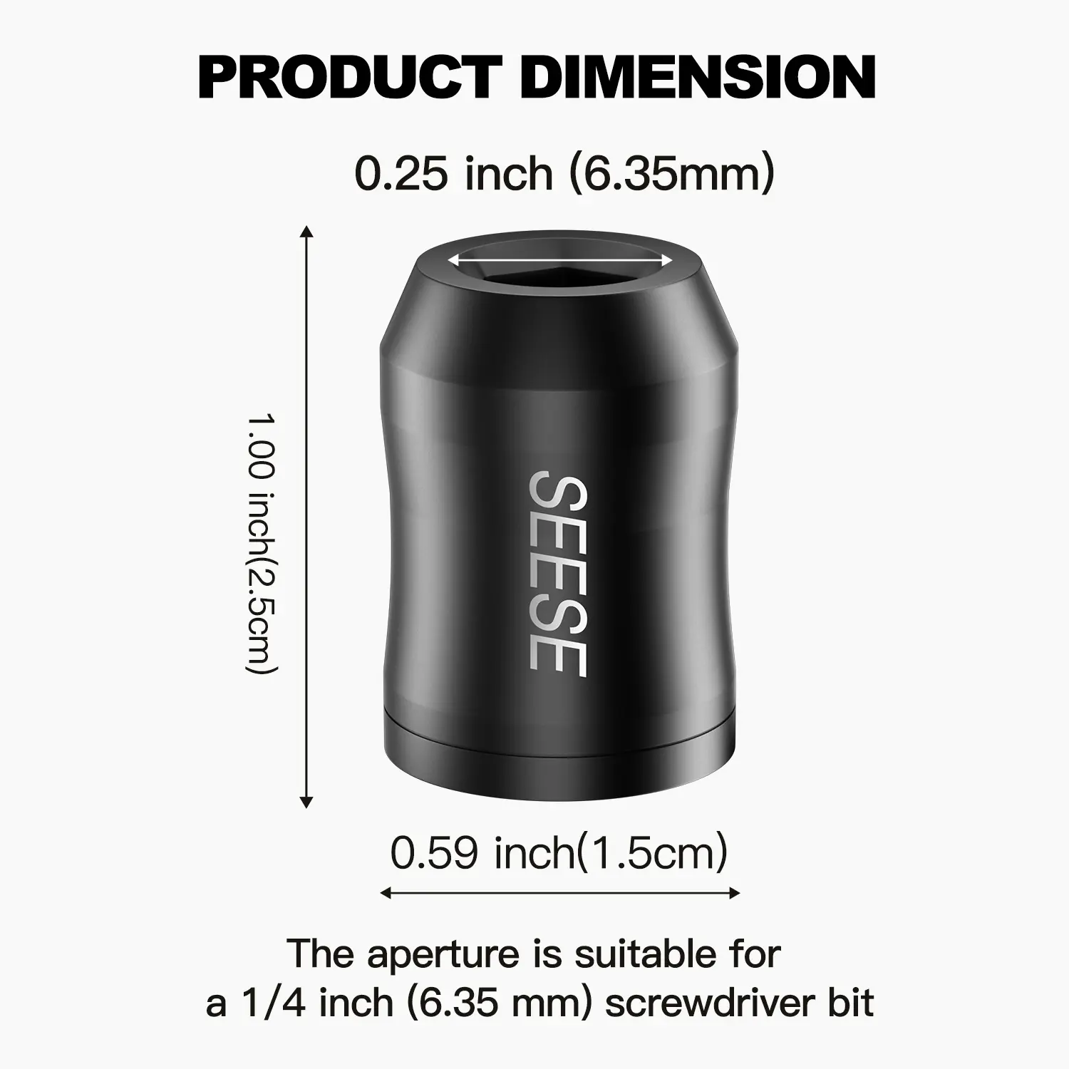 SEESE Strong Magnetic Screw Ring: 1/4 Inch/ 6.35 mm Universal Magnetic Screw Holder - Removable Magnetic Screwdriver Drill Bit Holder for Hex Screwdriver and Power Bits