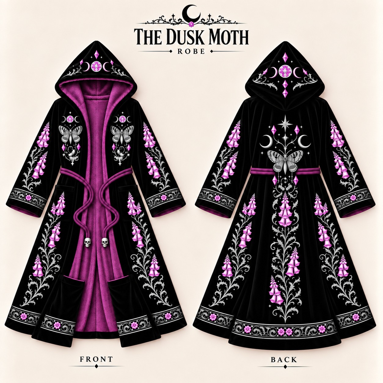Gothic Moth Heated Hooded Robe