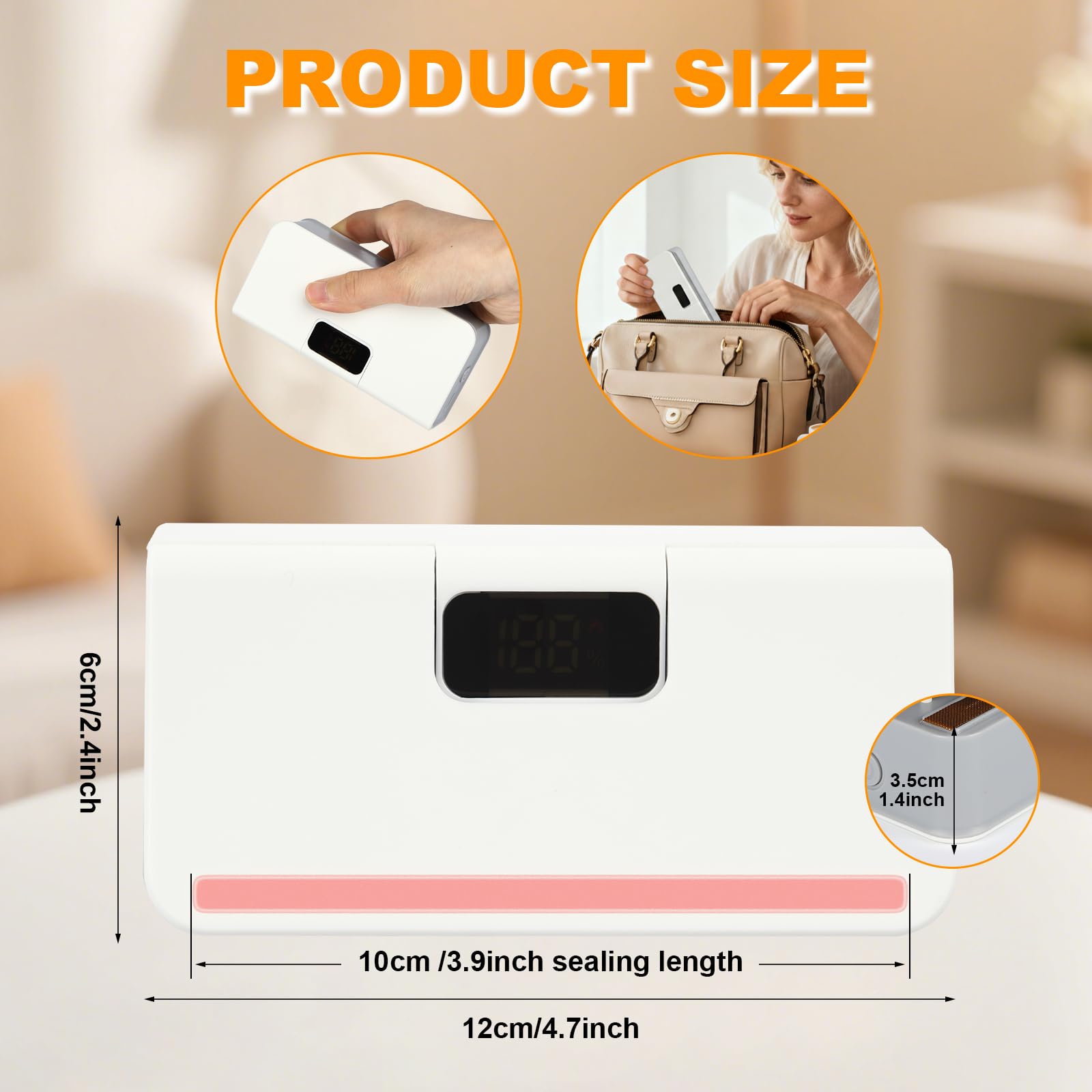 Mini Bag Sealer, 6 Gear Adjustable Bag Sealer for Plastic Bags
