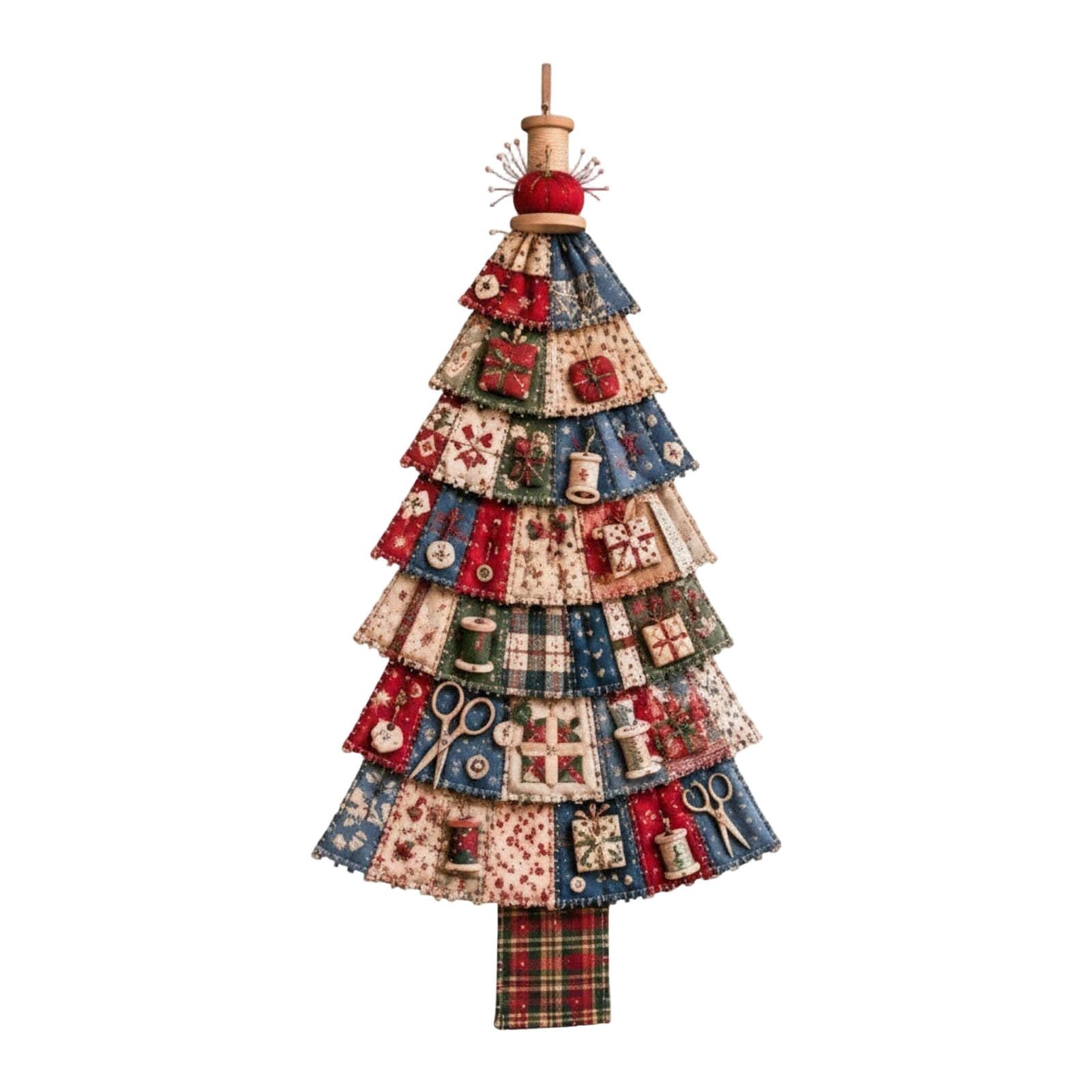 DIY Oversized Patchwork Christmas Tree Door Hanging Kit – 3D Fabric Holiday Decor