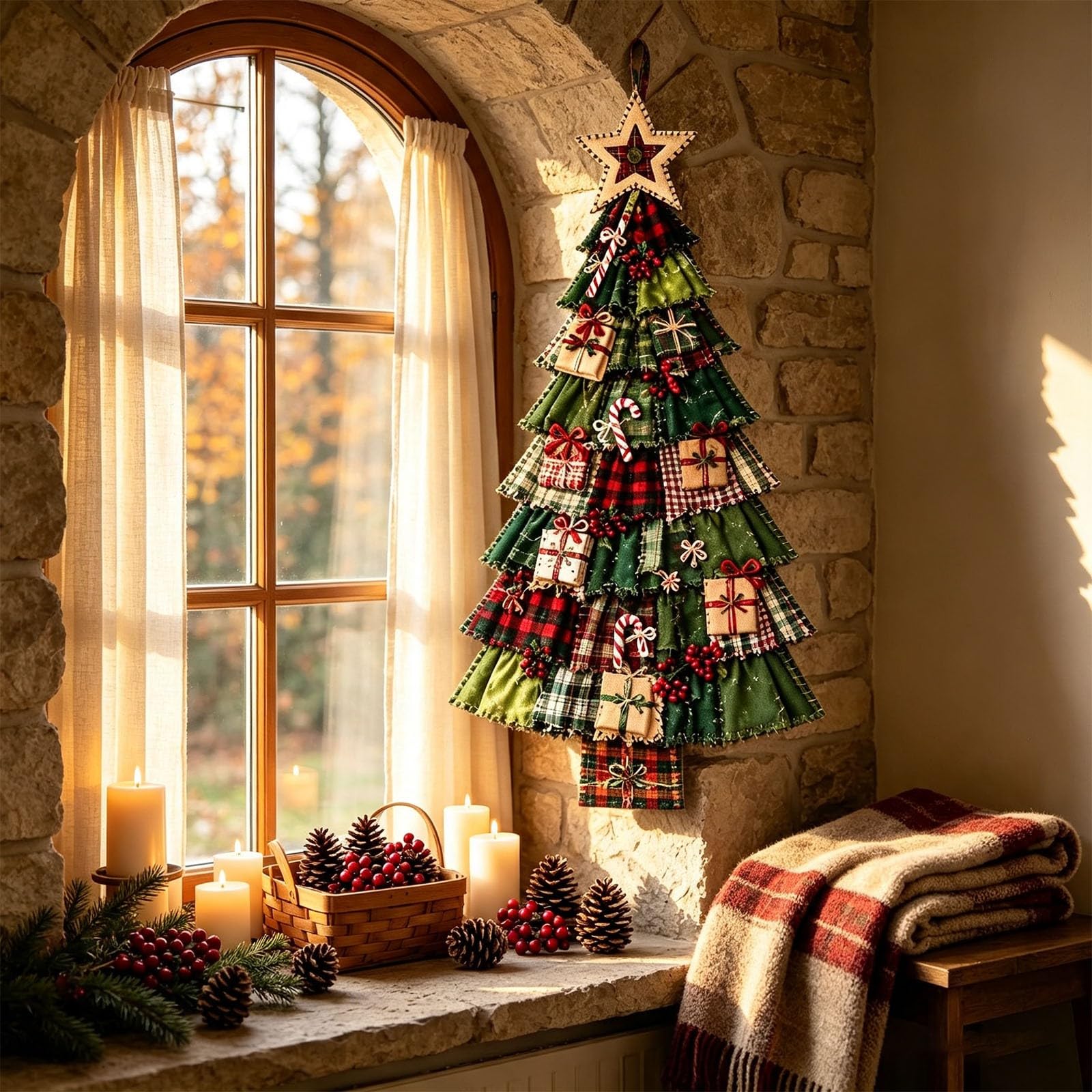 DIY Oversized Patchwork Christmas Tree Door Hanging Kit – 3D Fabric Holiday Decor