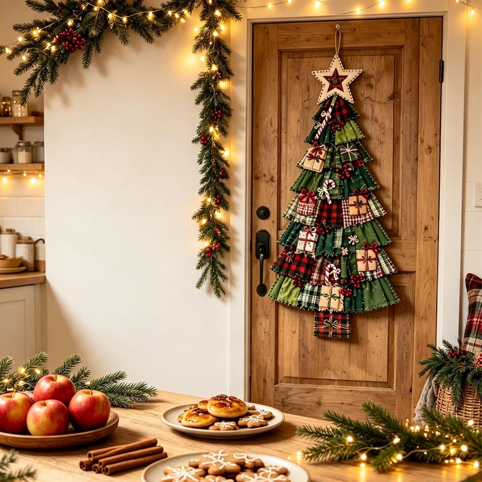 DIY Oversized Patchwork Christmas Tree Door Hanging Kit – 3D Fabric Holiday Decor