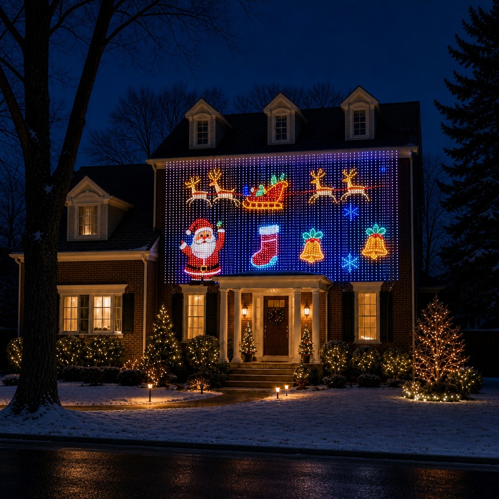 Animated Christmas LED Light Curtain