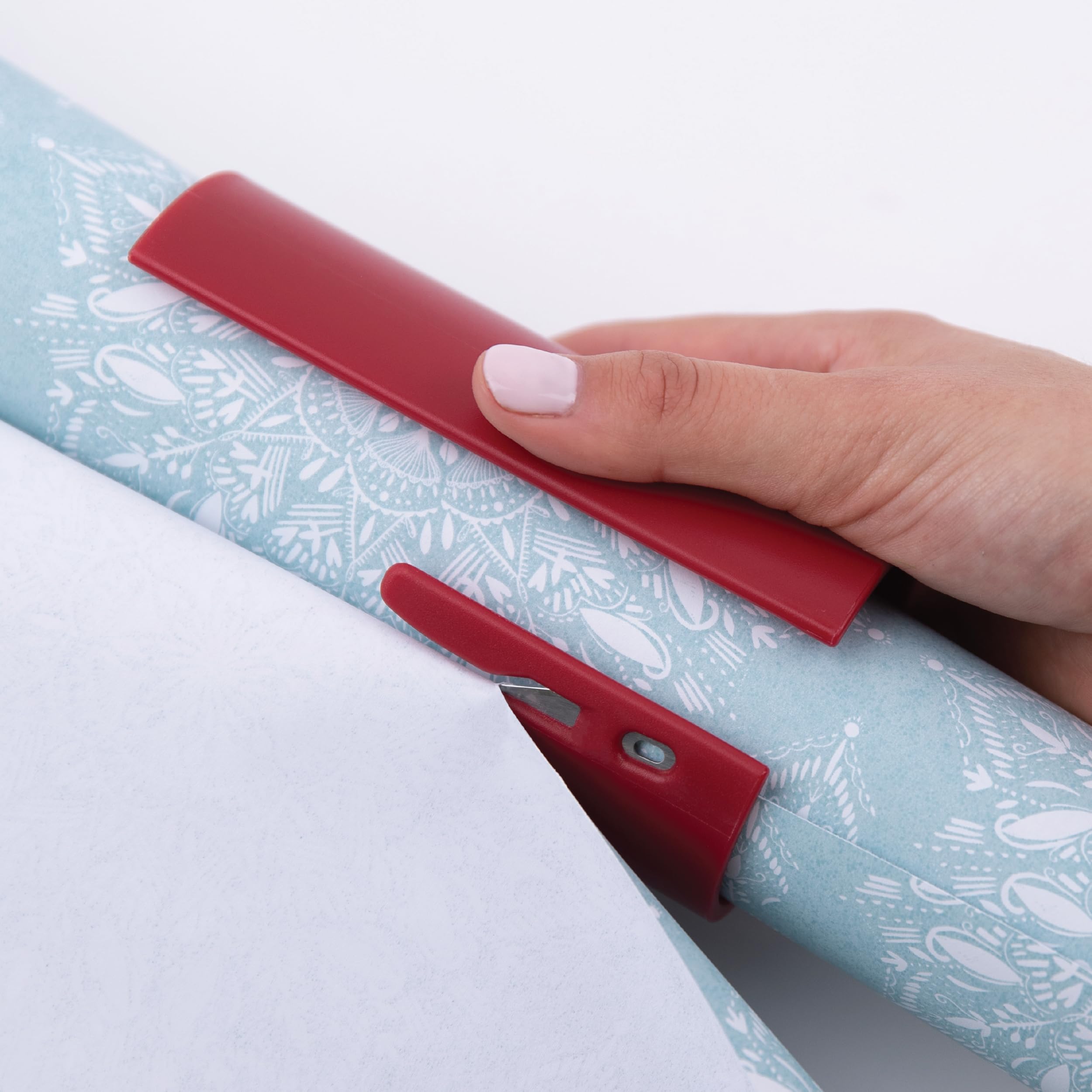 2-Pack Sliding Wrapping Paper Cutter – Safe Hidden-Blade Gift Wrap Cutting Tool