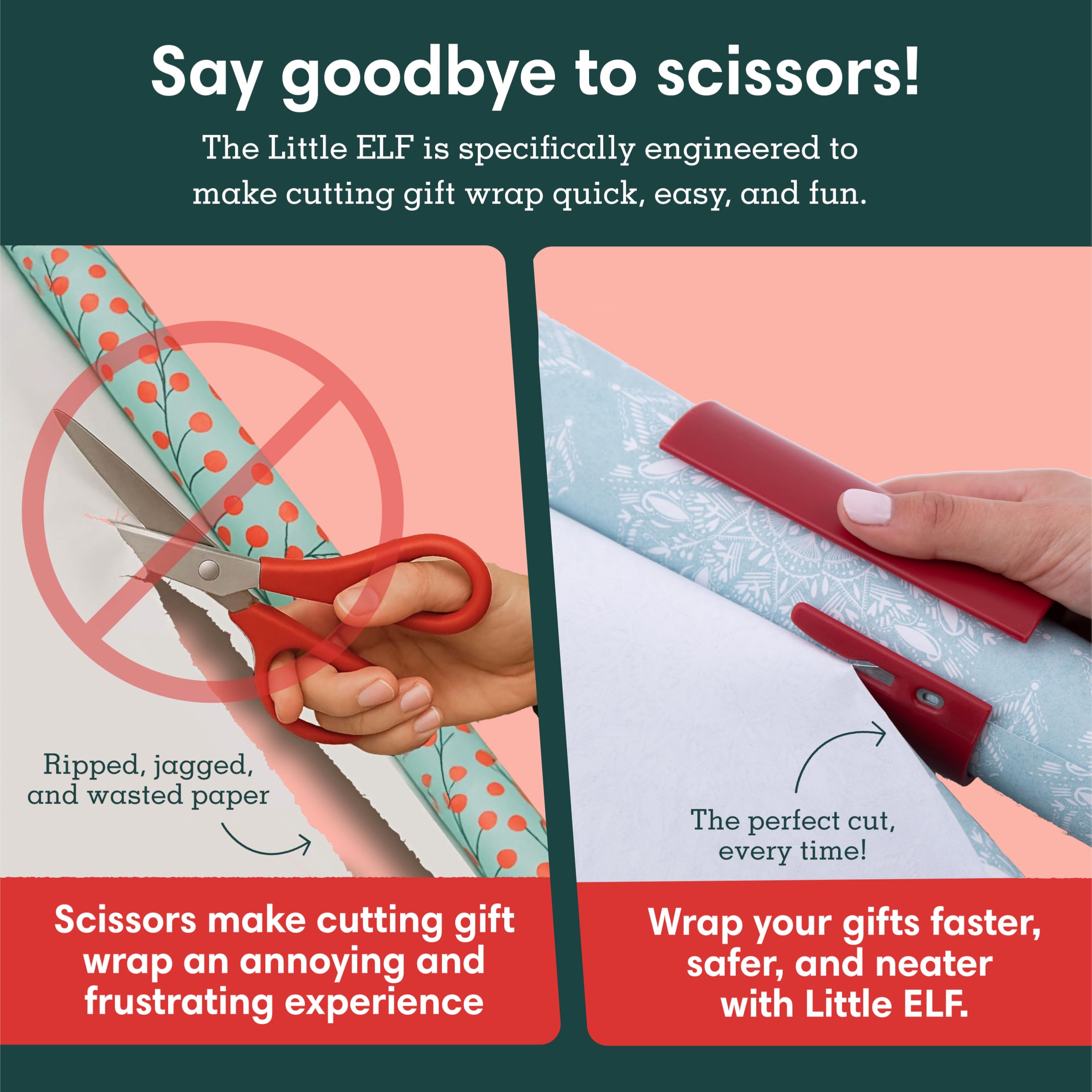 2-Pack Sliding Wrapping Paper Cutter – Safe Hidden-Blade Gift Wrap Cutting Tool