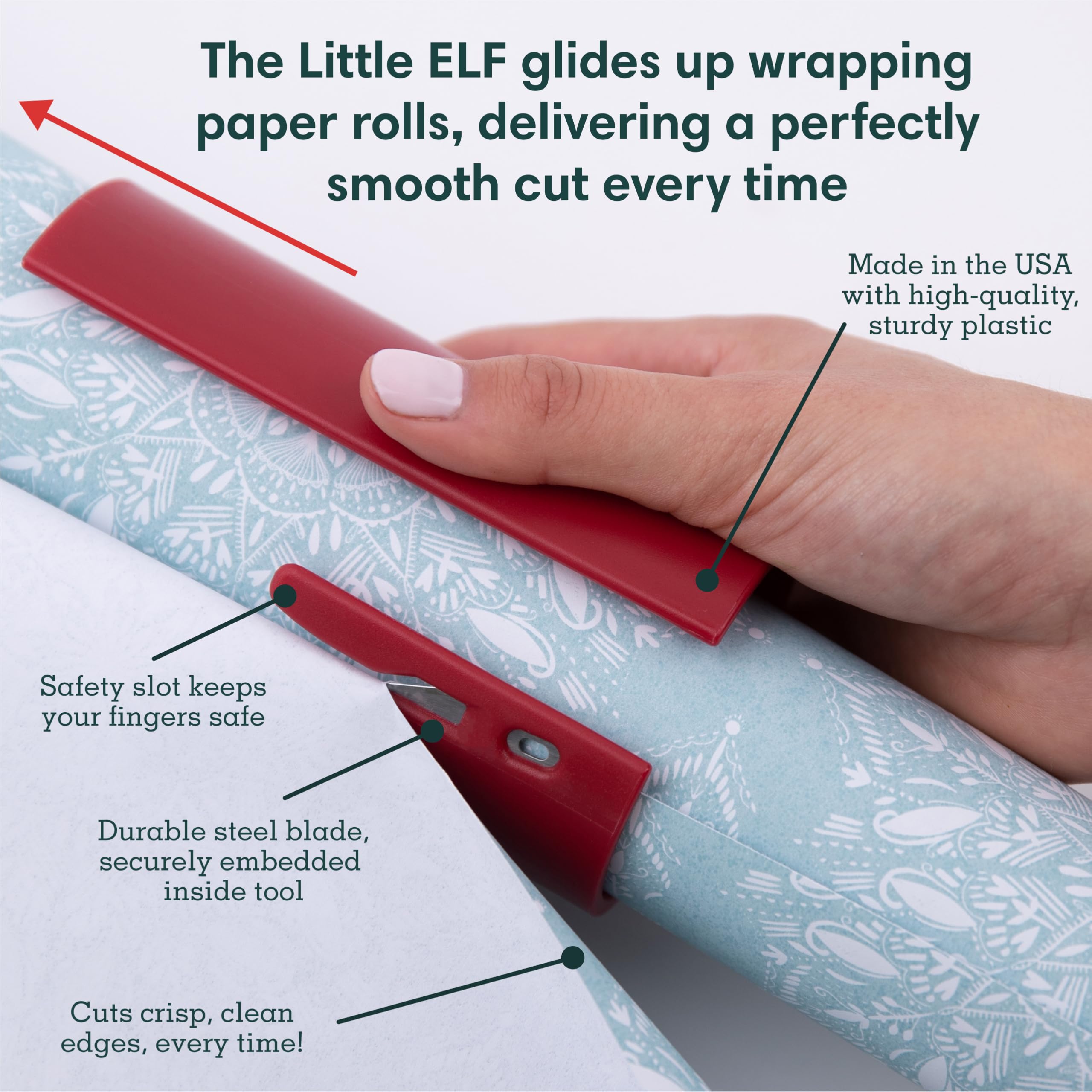2-Pack Sliding Wrapping Paper Cutter – Safe Hidden-Blade Gift Wrap Cutting Tool