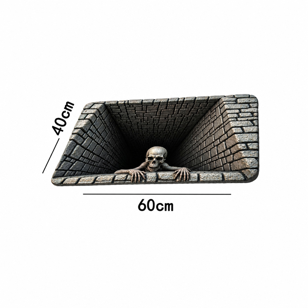 Halloween Front Door Mat – Festive 3D Visual Skull & Clown Horror Rug