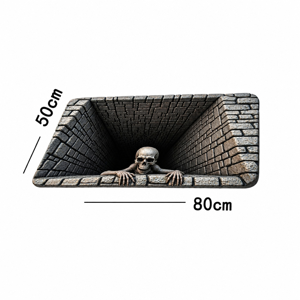 Halloween Front Door Mat – Festive 3D Visual Skull & Clown Horror Rug