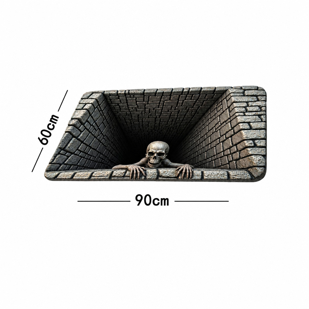 Halloween Front Door Mat – Festive 3D Visual Skull & Clown Horror Rug