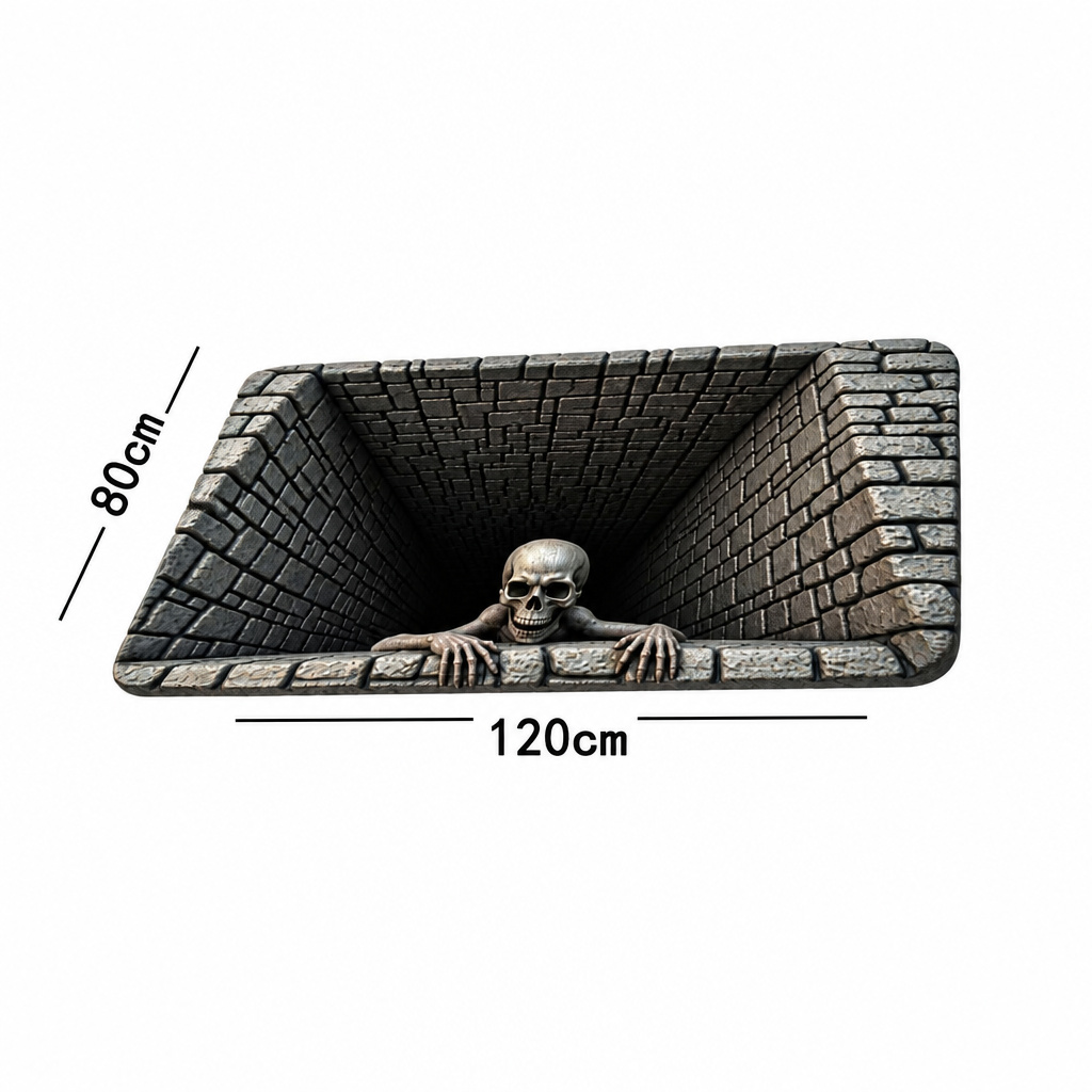 Halloween Front Door Mat – Festive 3D Visual Skull & Clown Horror Rug