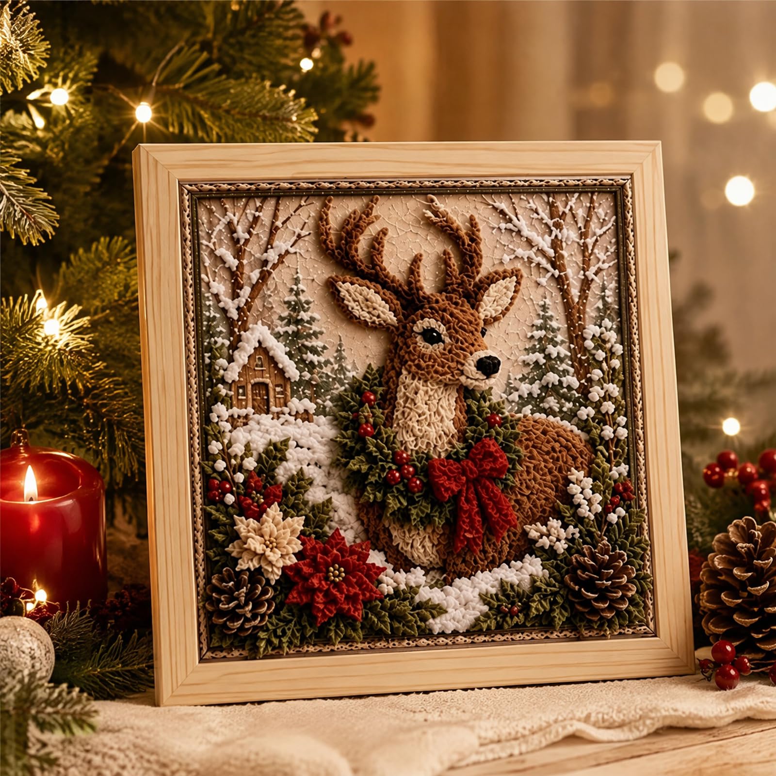 3D Christmas Fabric Poke Art Kit-Handmade Fabric Poke Art Kits for Adults