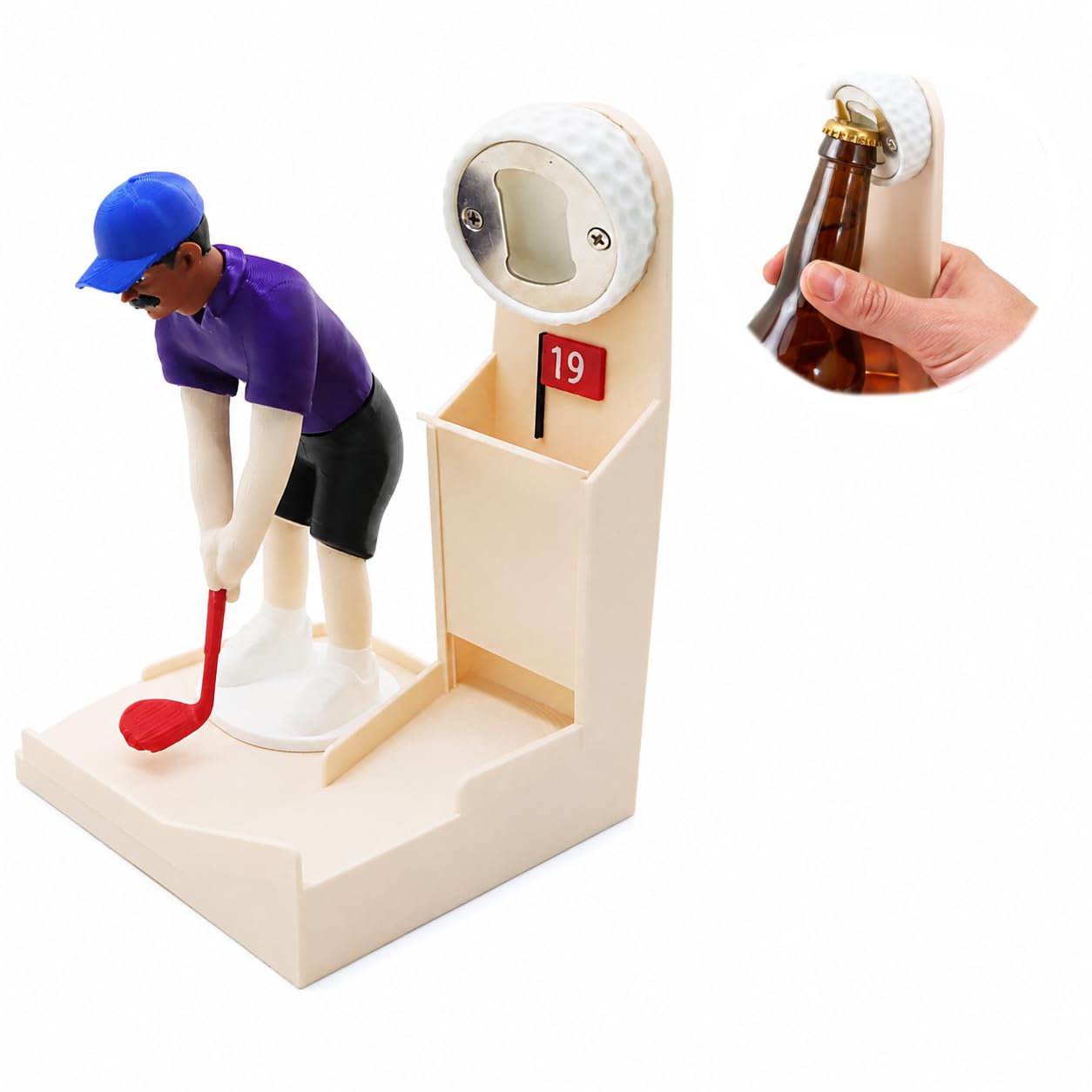 Funny Female Golfer Bottle Opener Game – Tabletop Beer Cap Launcher & Catcher