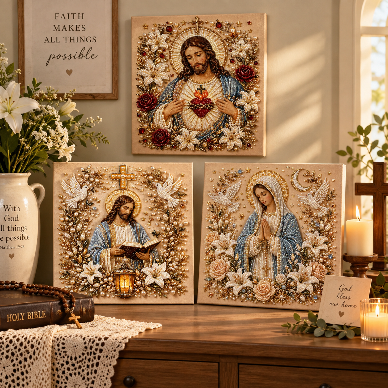 DIY Jesus Pearl Art Kit – 5D Diamond Mosaic Religious Wall Art for Easter & Christmas