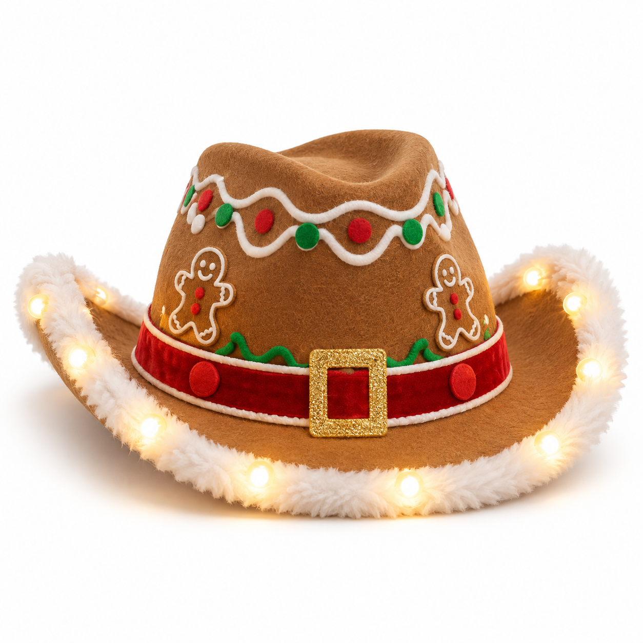 Light-Up Christmas Cowboy Hat – Festive LED Holiday Party Hat