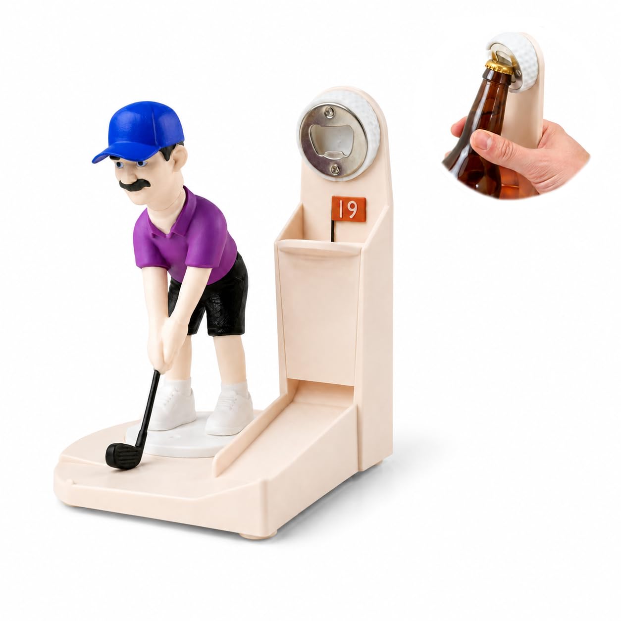 Funny Female Golfer Bottle Opener Game – Tabletop Beer Cap Launcher & Catcher
