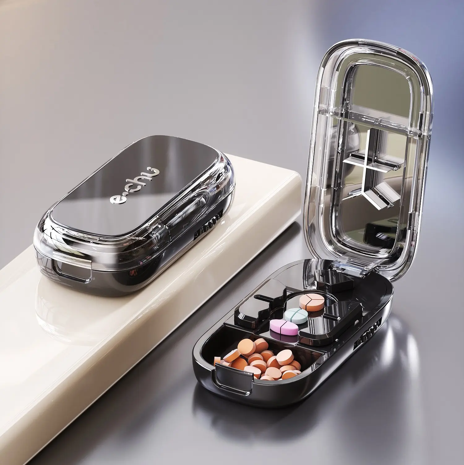 Pill Cutter with Storage Compartment