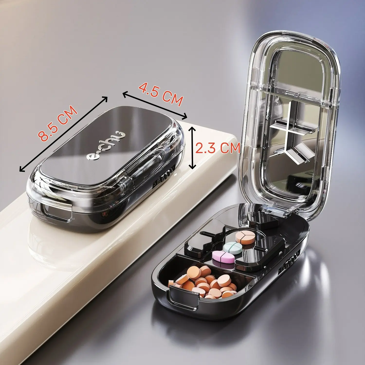 Pill Cutter with Storage Compartment